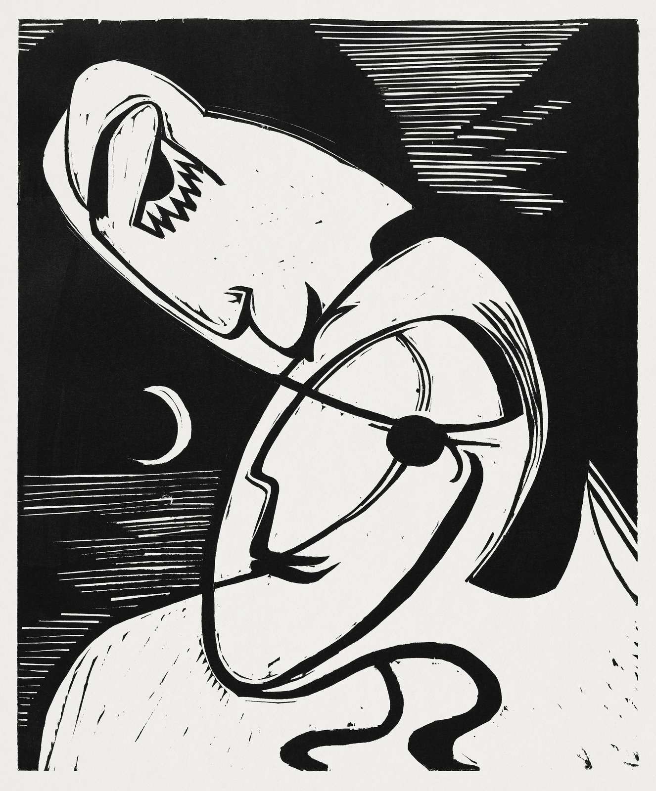 Abstract Faces Woodcut Wall Art