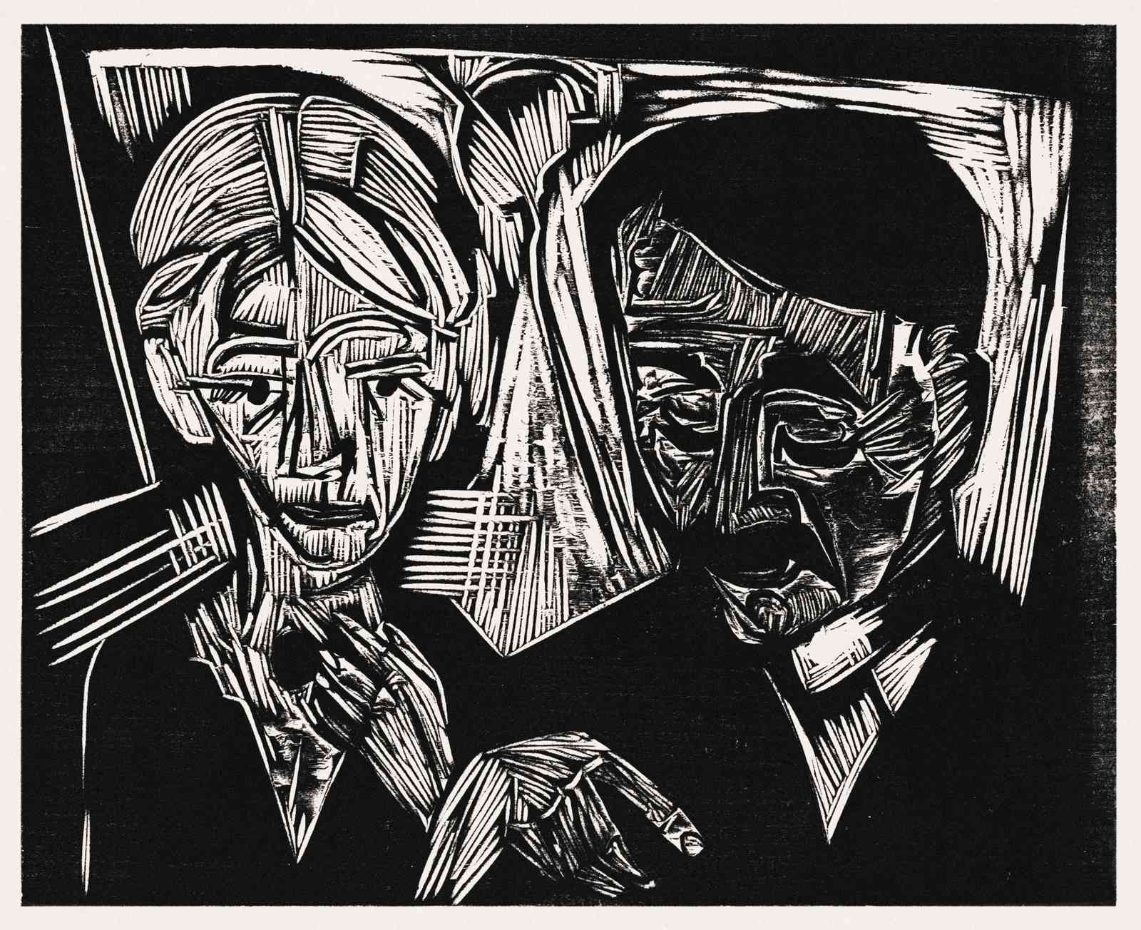 Intense Portrait Duo Expressionist Wall Art