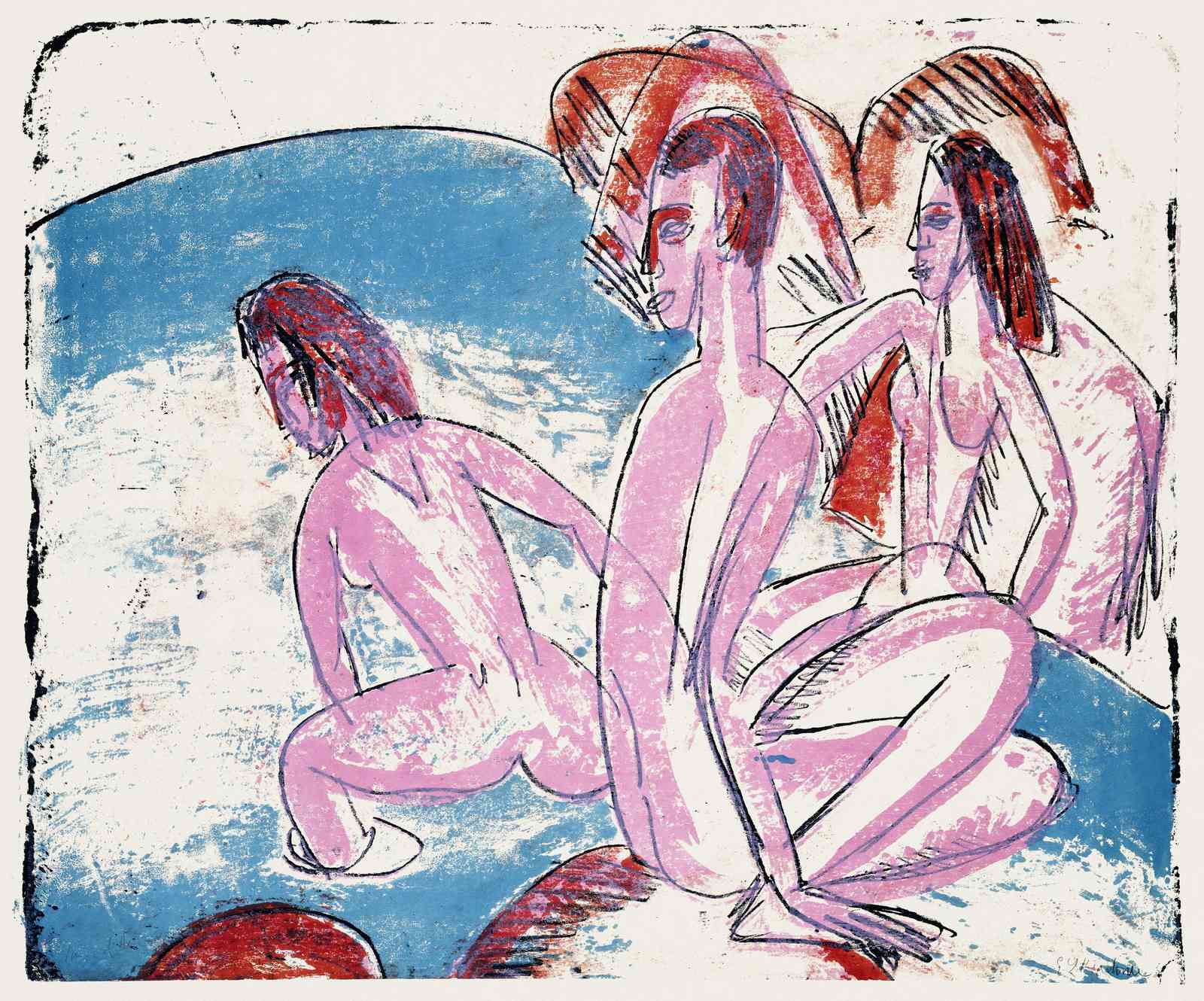 Figurative Figures Blue & Pink Wall Art