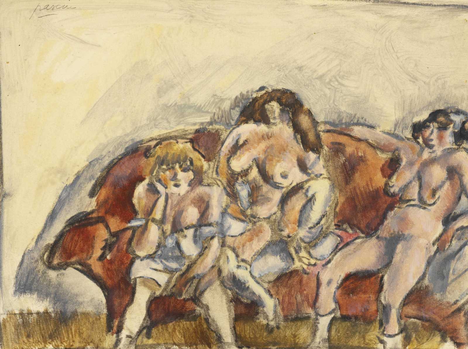 Figurative Nudes on Sofa Wall Art