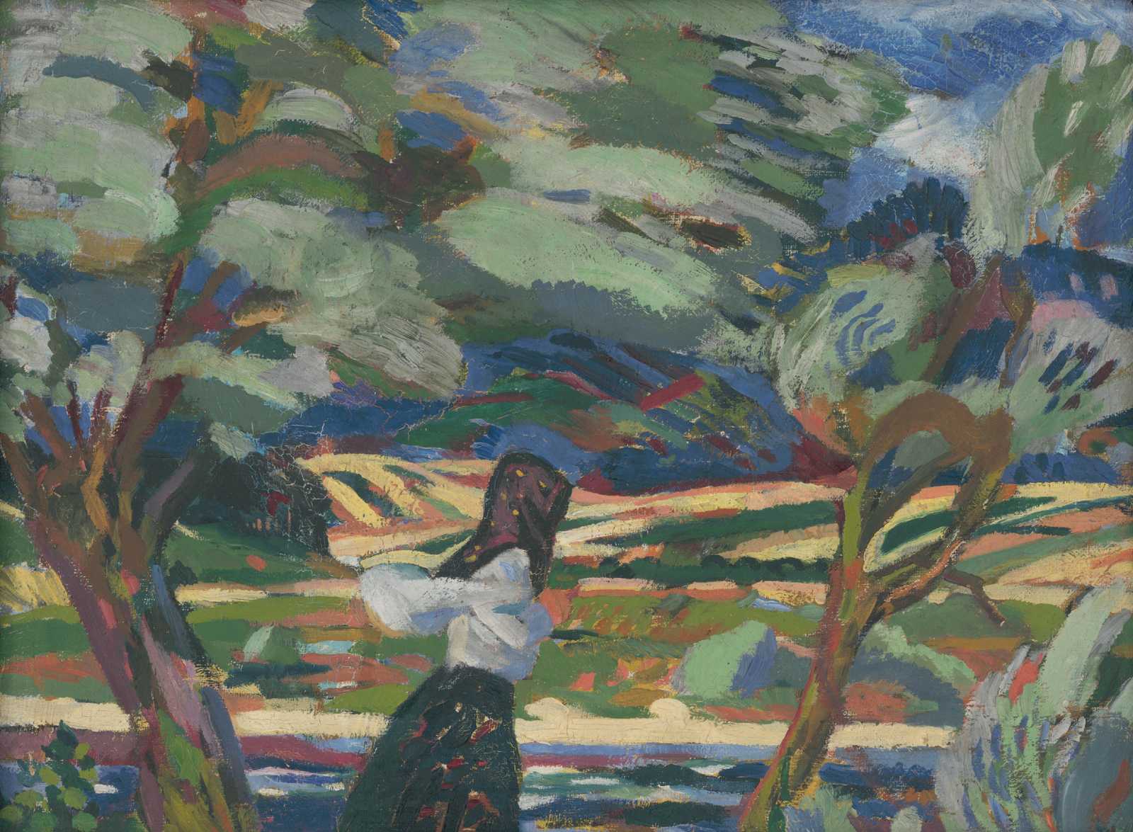 Vibrant Woman in Nature Landscape Wall Art
