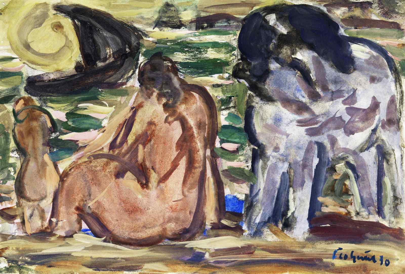 Expressive Figures Seascape Wall Art