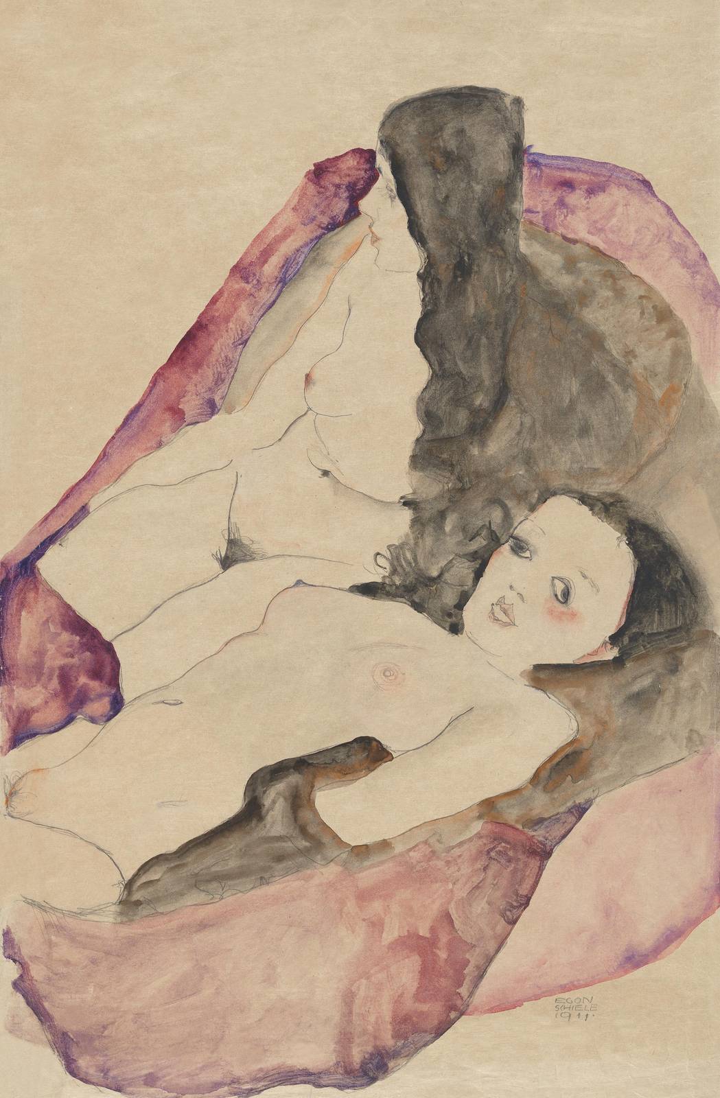 Egon Schiele Embrace Wall Art | Art Nouveau Nude