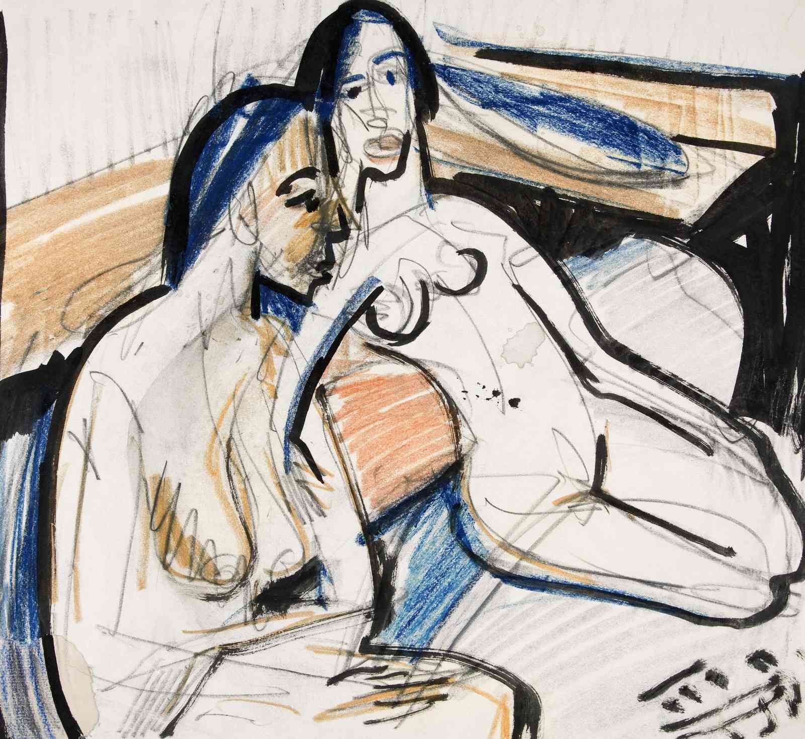 Intimate Embrace Figure Study Wall Art