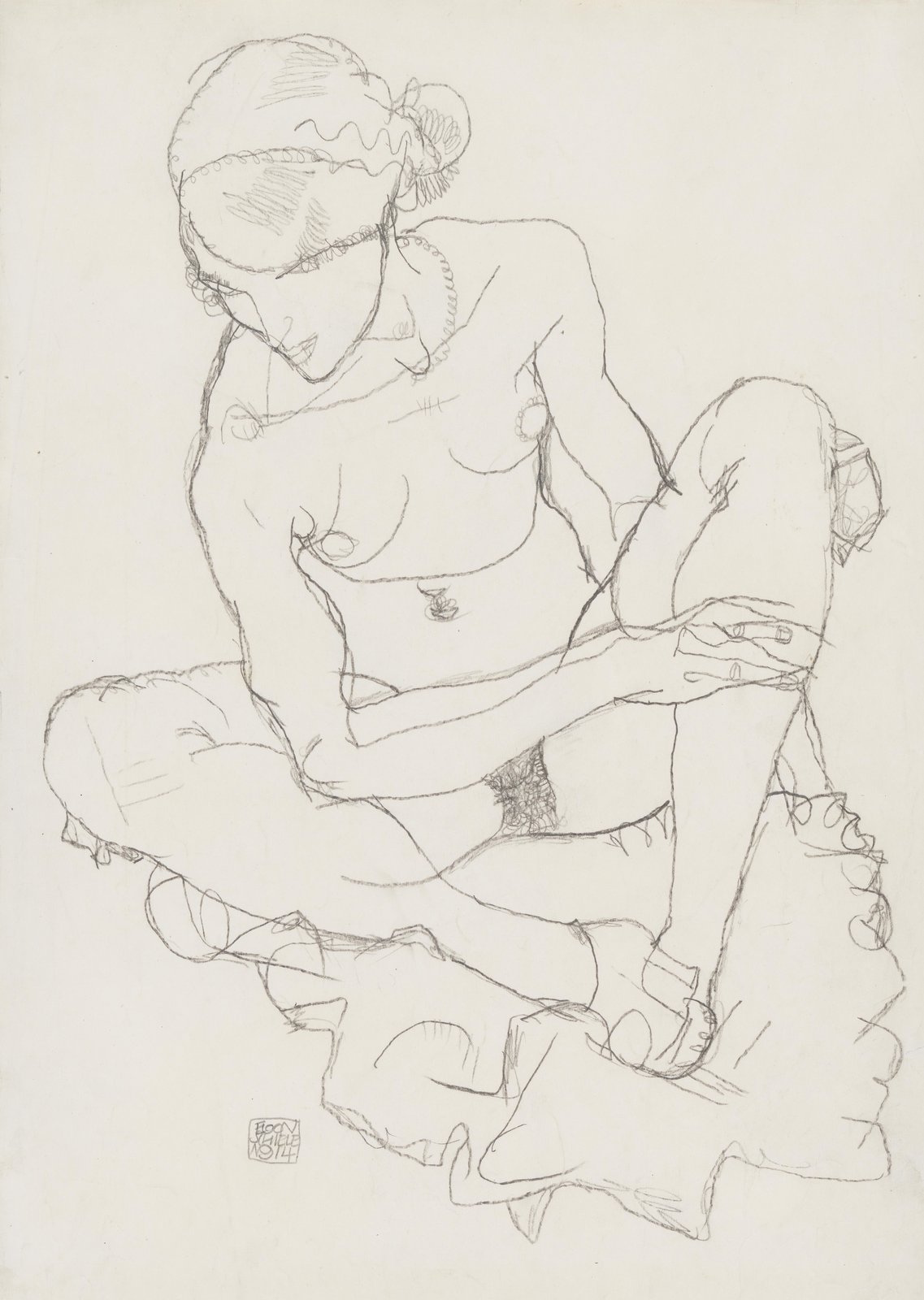 Elegant Seated Figure Pencil Sketch Wall Art