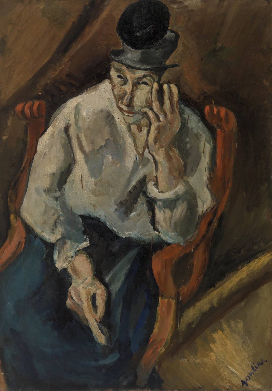 Introspective Man in Hat Wall Art