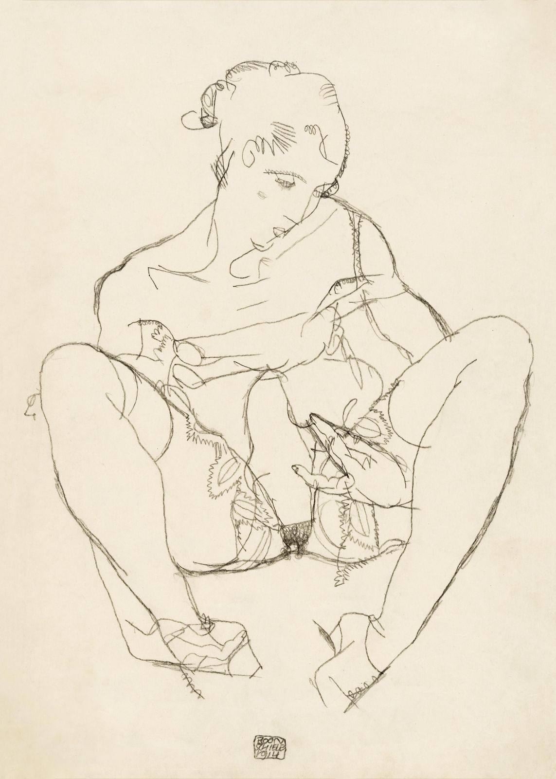 Egon Schiele Figure Study Wall Art | Art Nouveau Nude