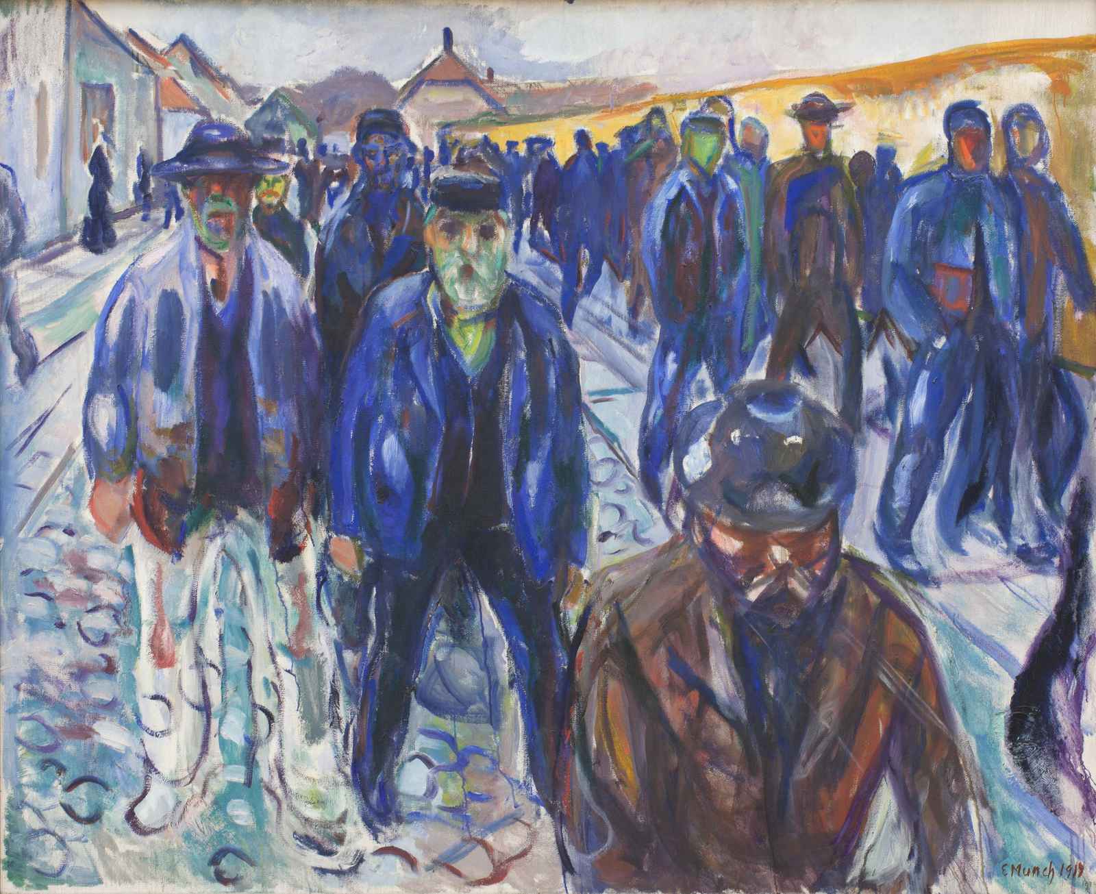 Workers in Blue Wall Art - Expressionist Art