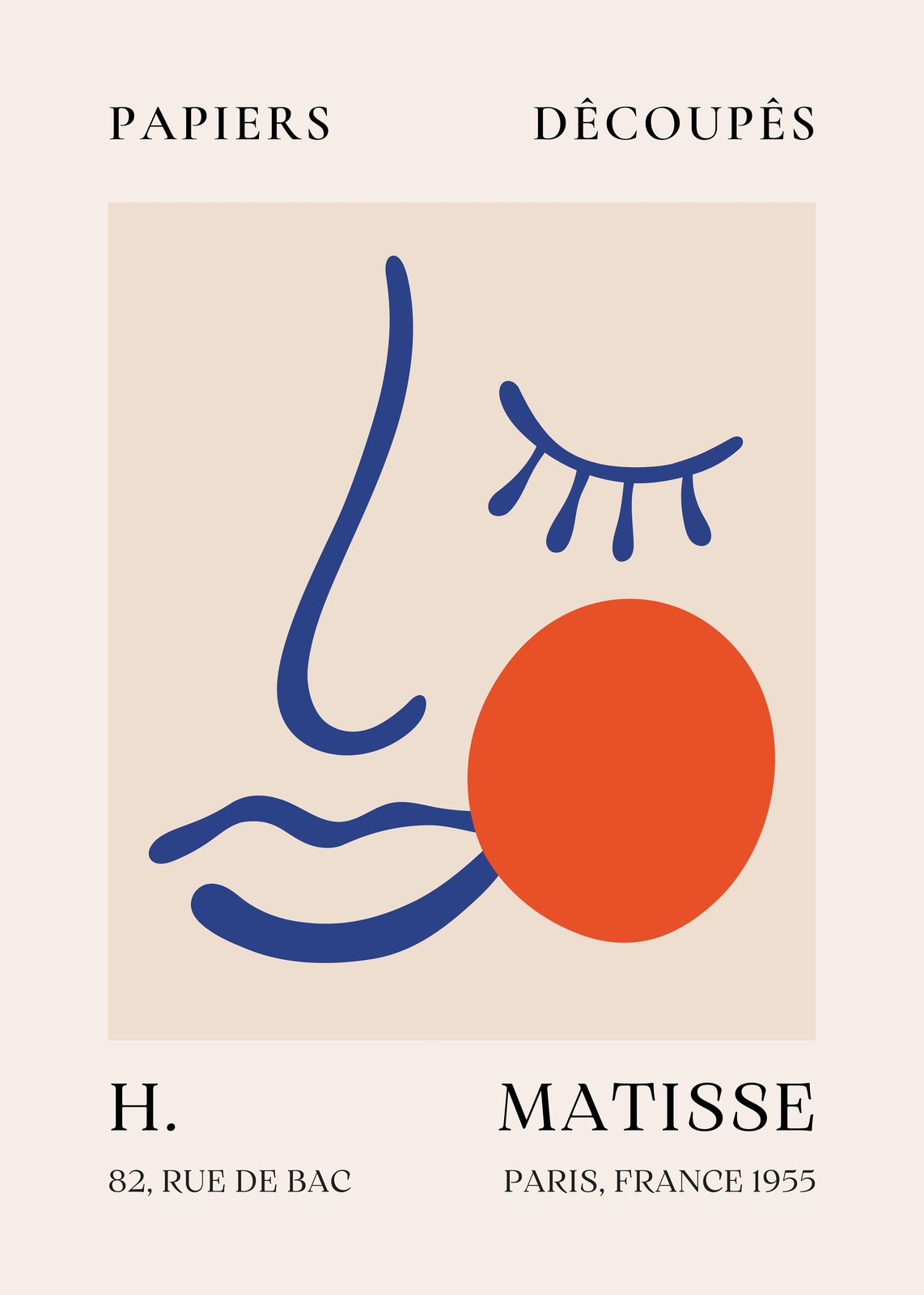 Abstract Face Matisse Inspired Wall Art