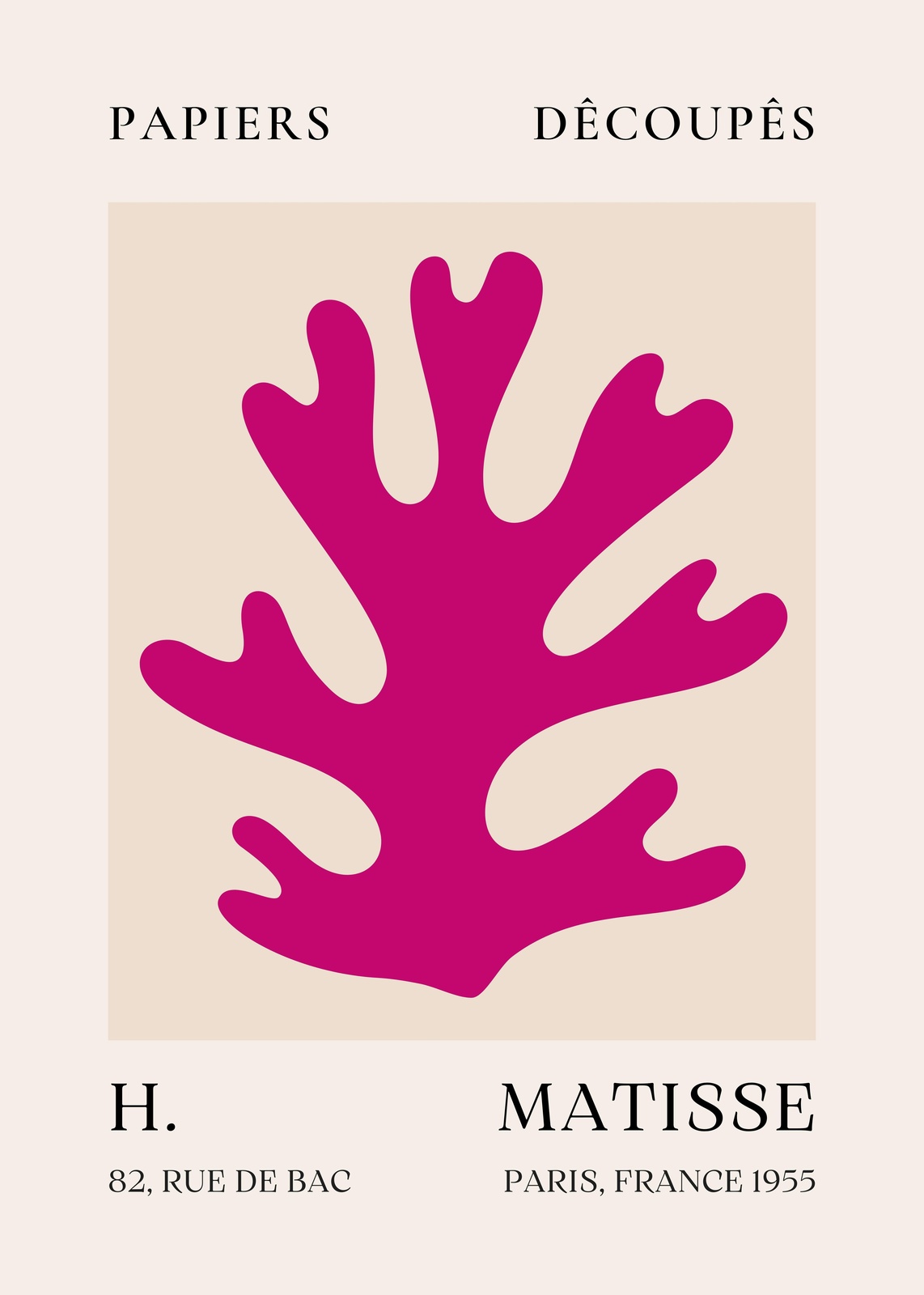 Bold Pink Coral Matisse Cutout Wall Art