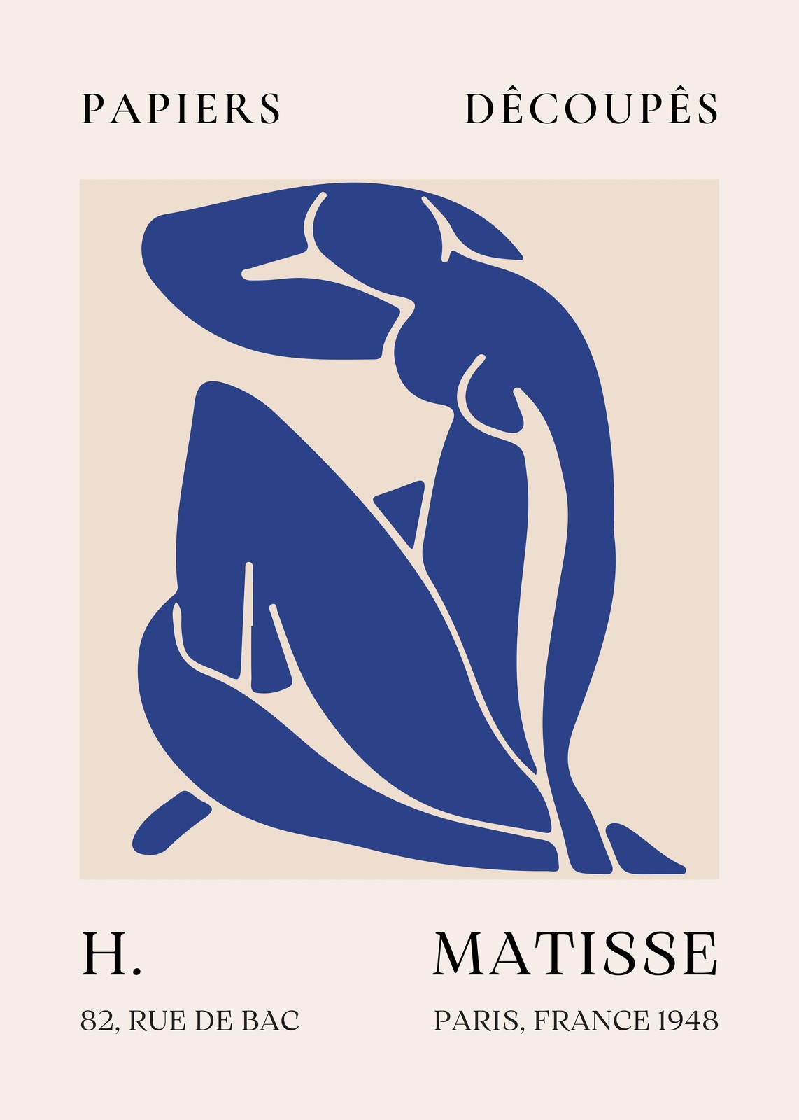 Blue Nude Matisse Inspired Papel DeCoupé Wall Art