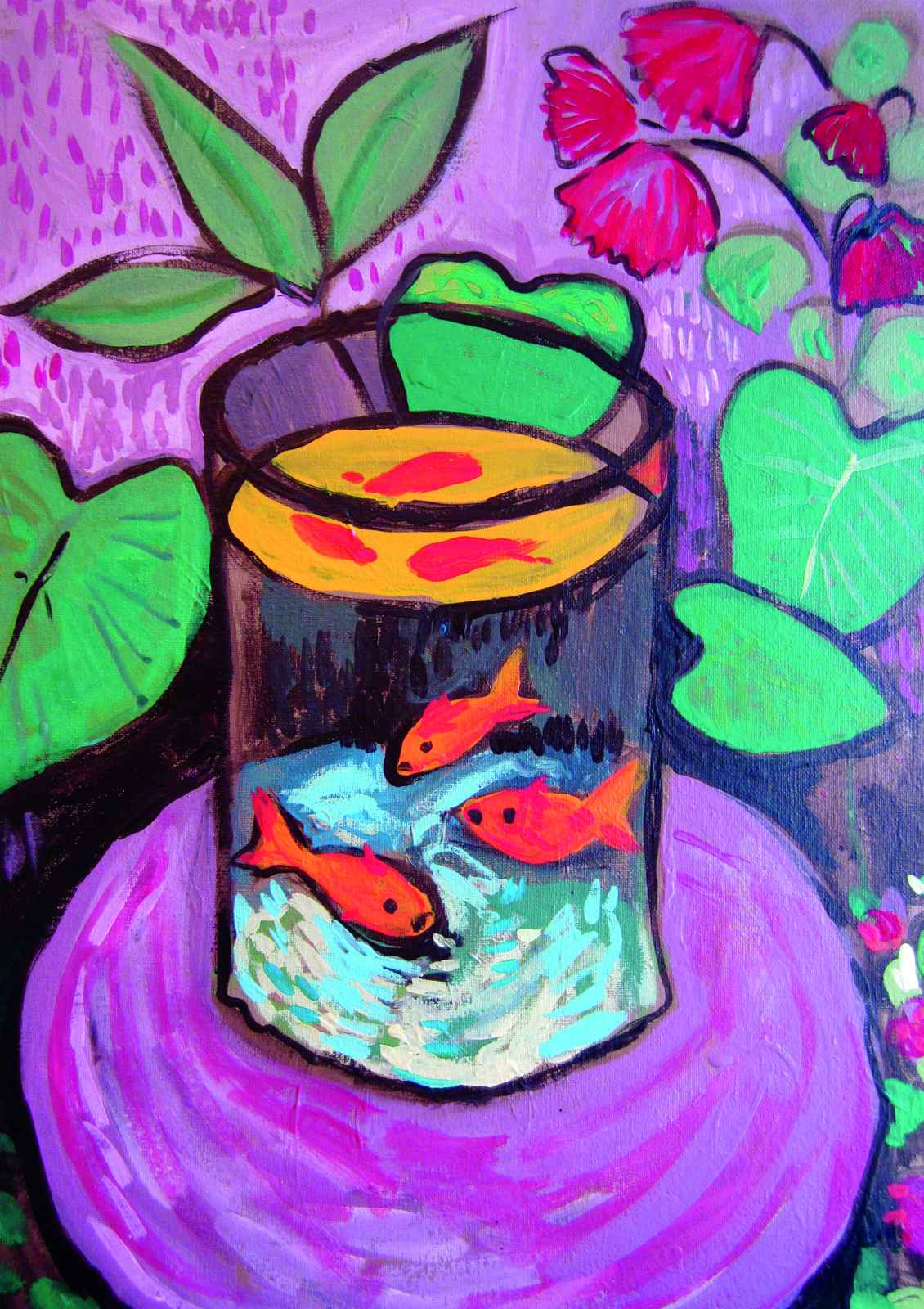 Vibrant Goldfish Bowl Art Print Wall Art