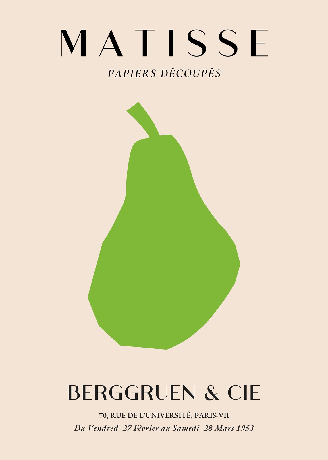 Green Pear Matisse Papiers Découpés Wall Art
