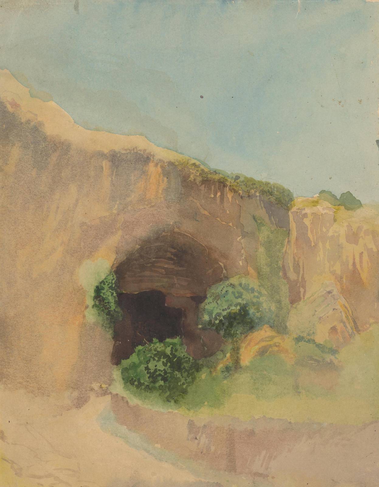 Cave Landscape Watercolor Wall Art