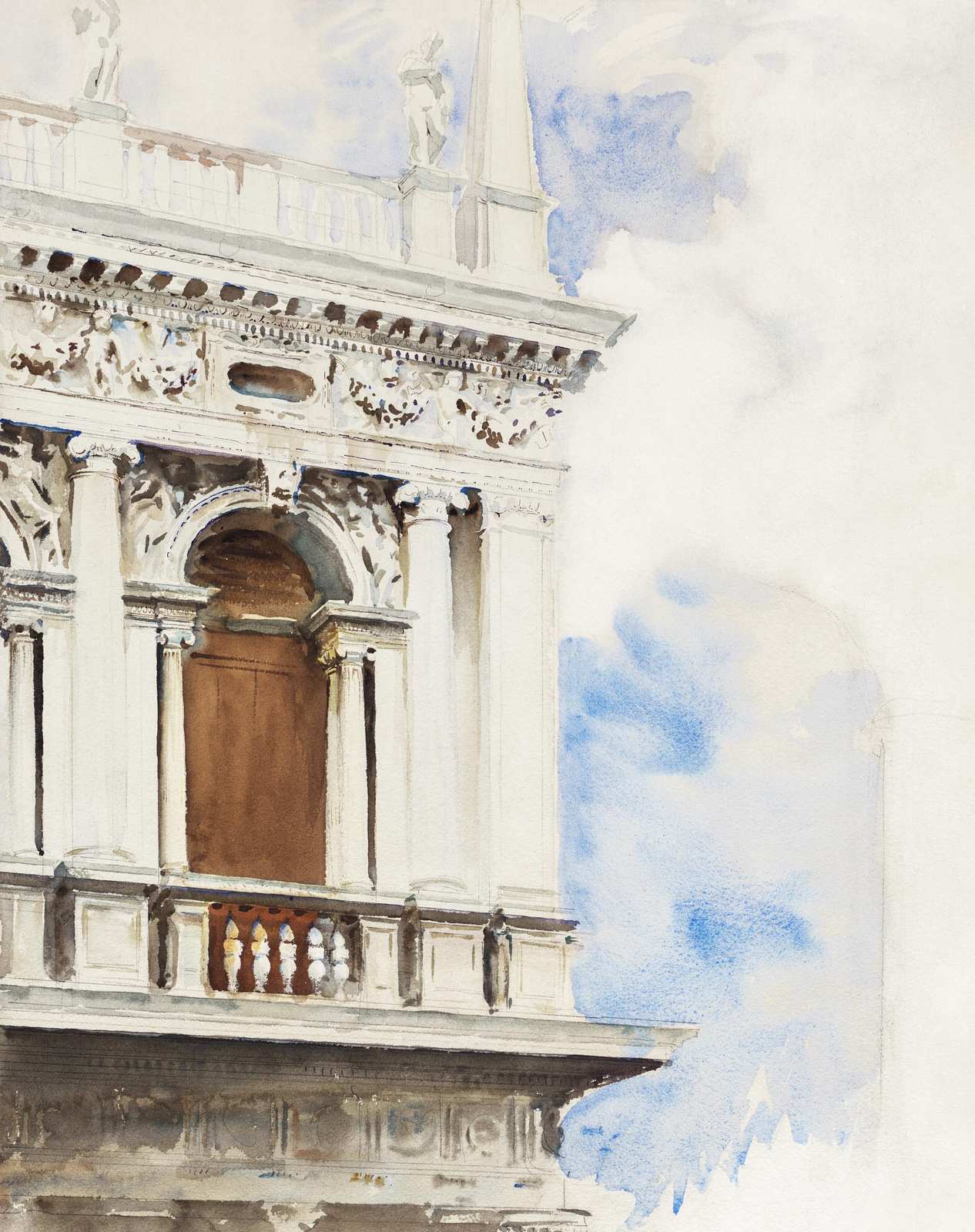 Venetian Balcony Watercolor Landscape Wall Art