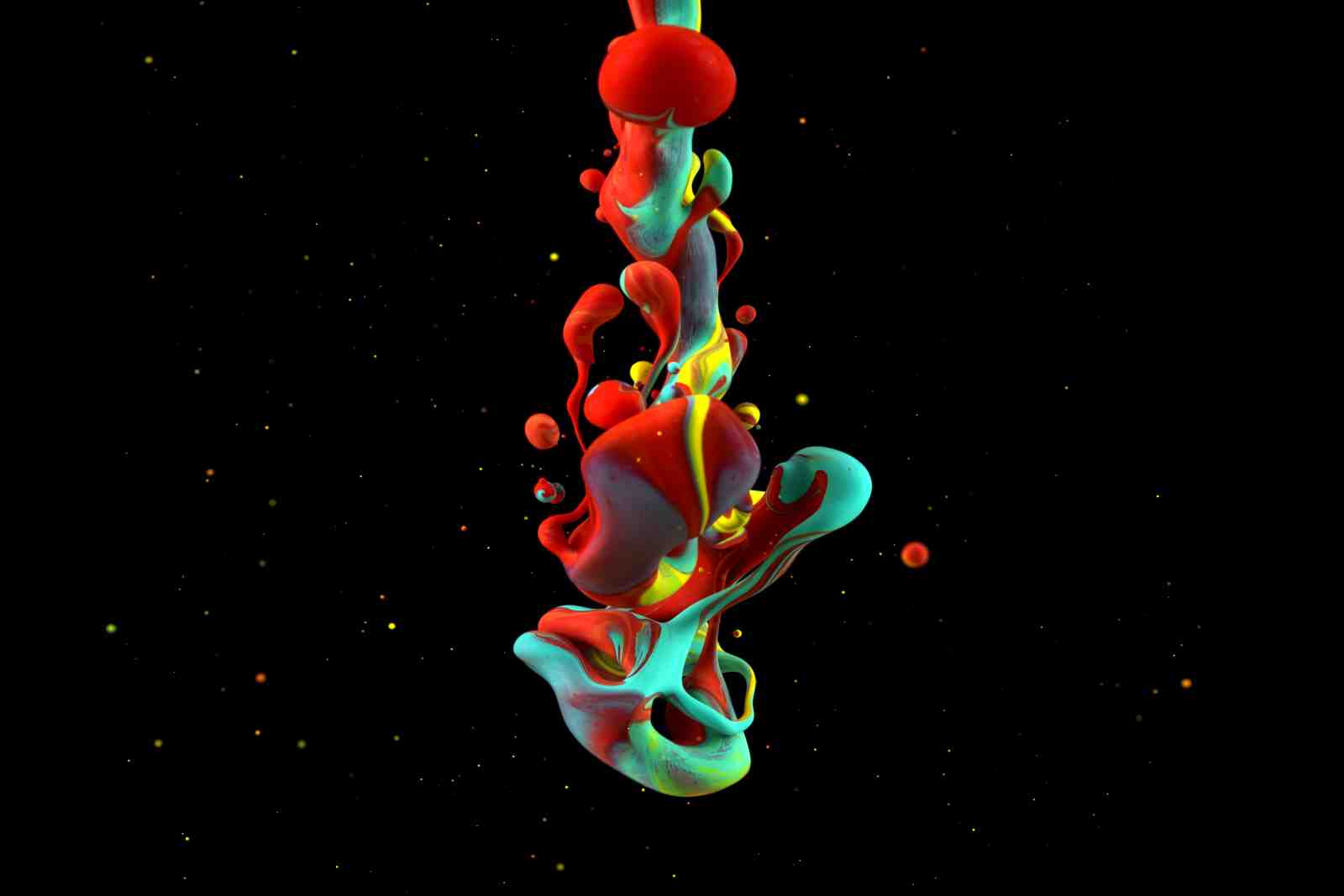 Vibrant Red & Teal Ink Splash Wall Art