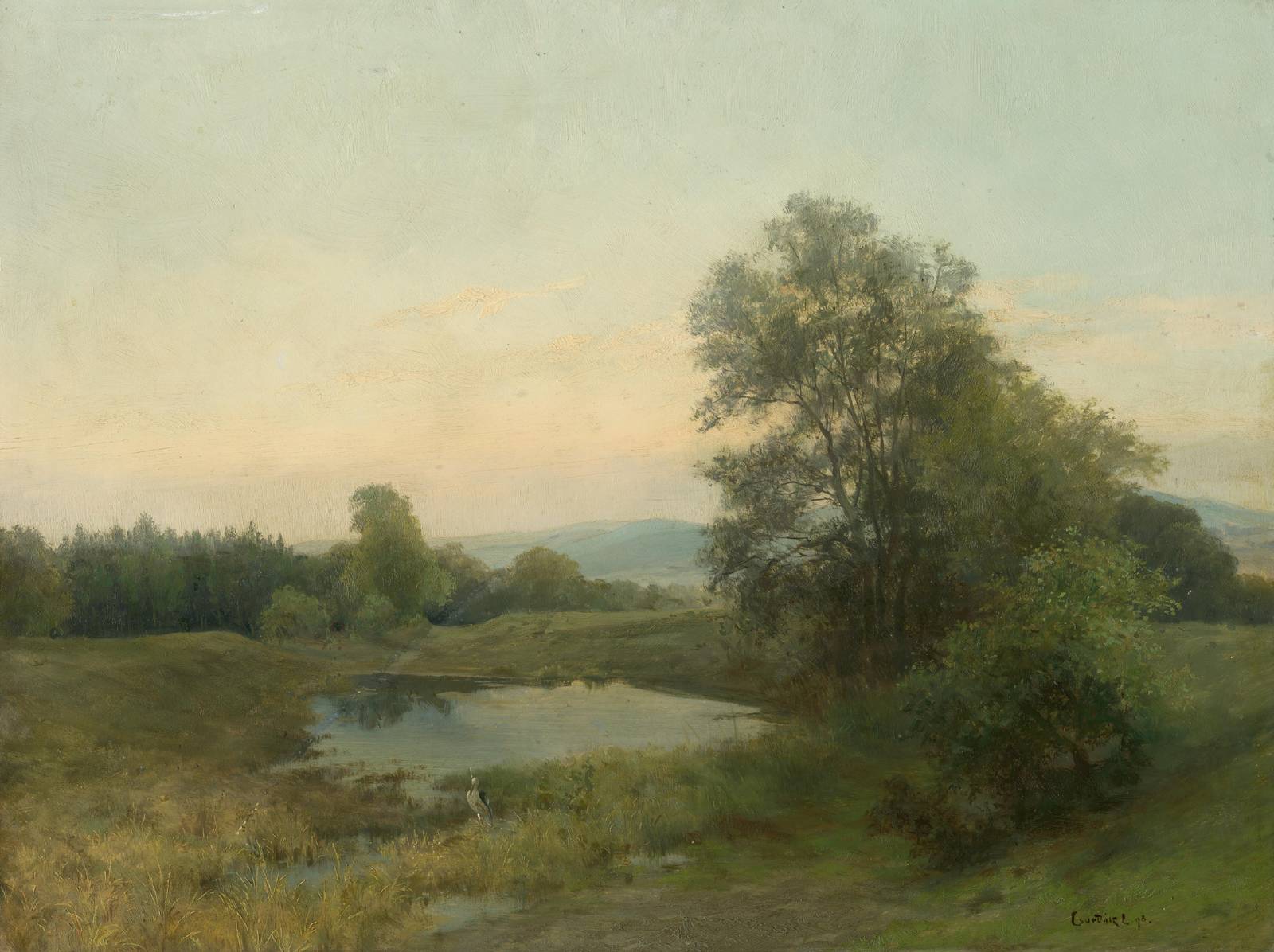 Serene Pond Landscape Oil Painting Wall Art