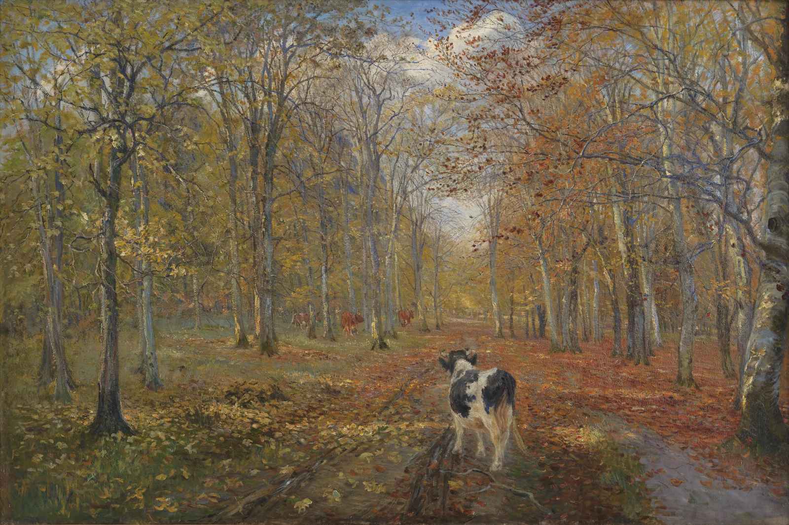 Autumn Forest Cows Landscape Wall Art