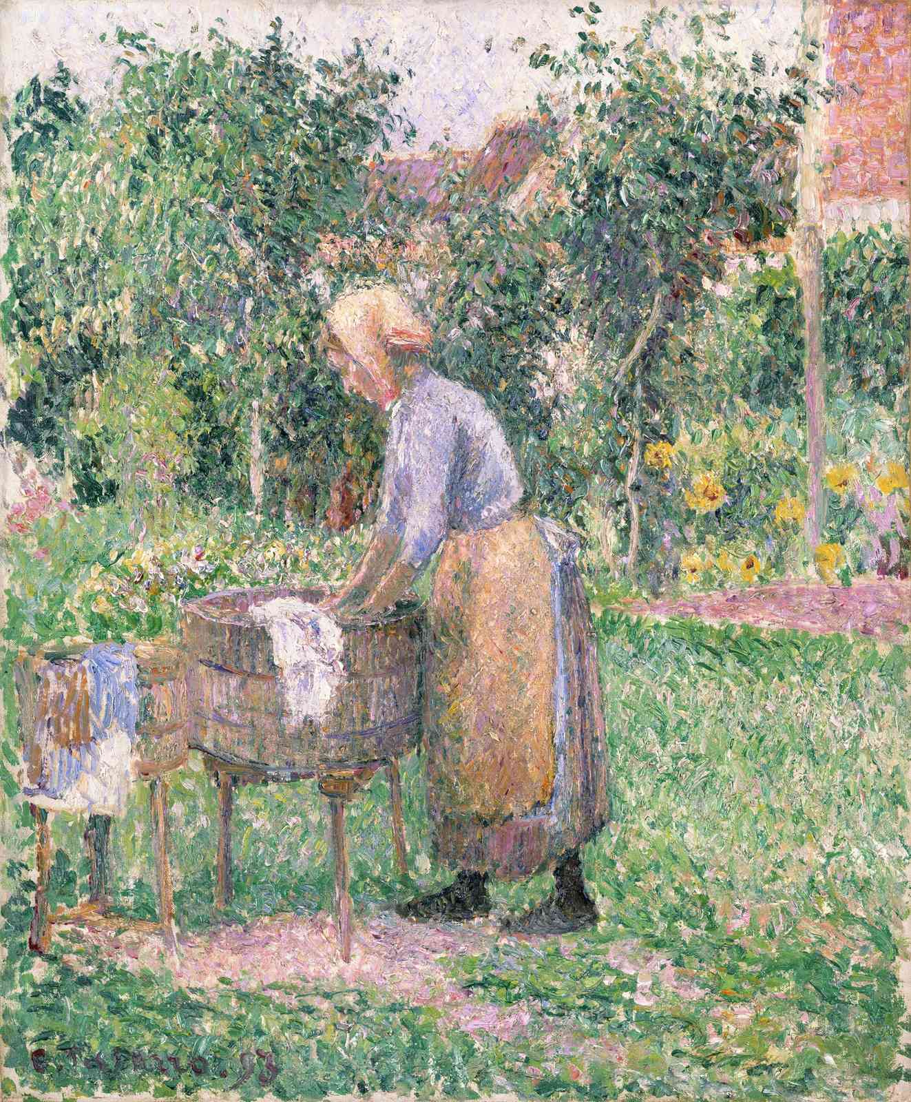 Impressionist Woman Washing Clothes Wall Art