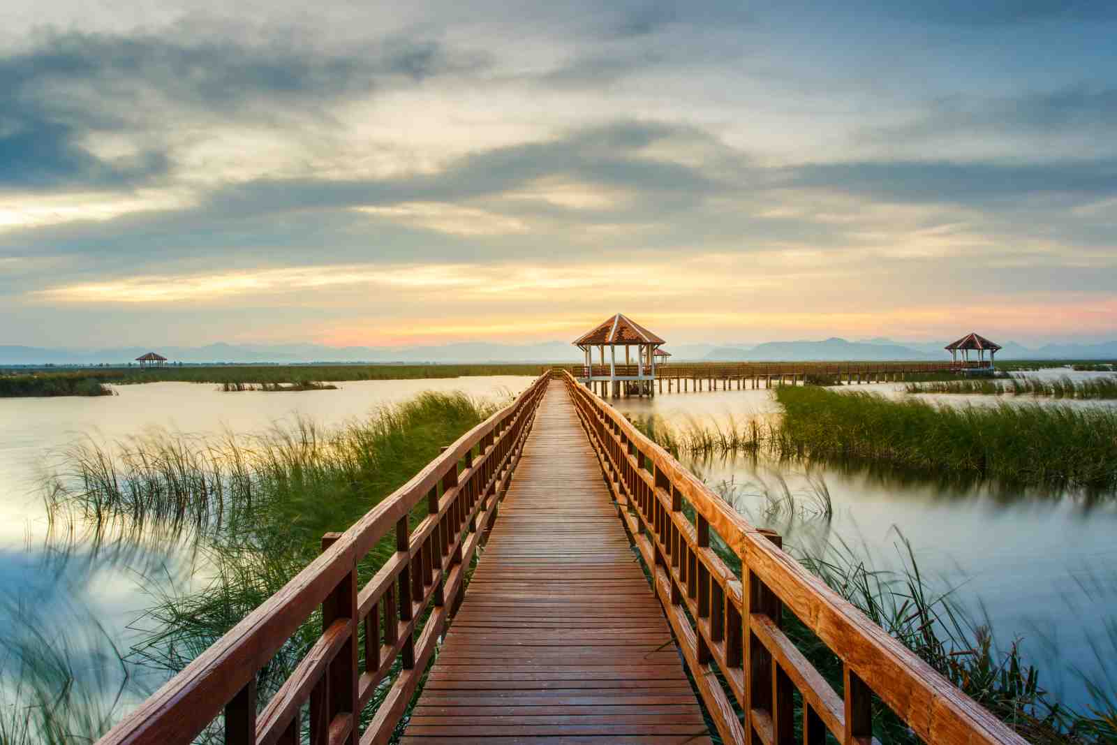 Serene Wooden Boardwalk Sunset Wall Art