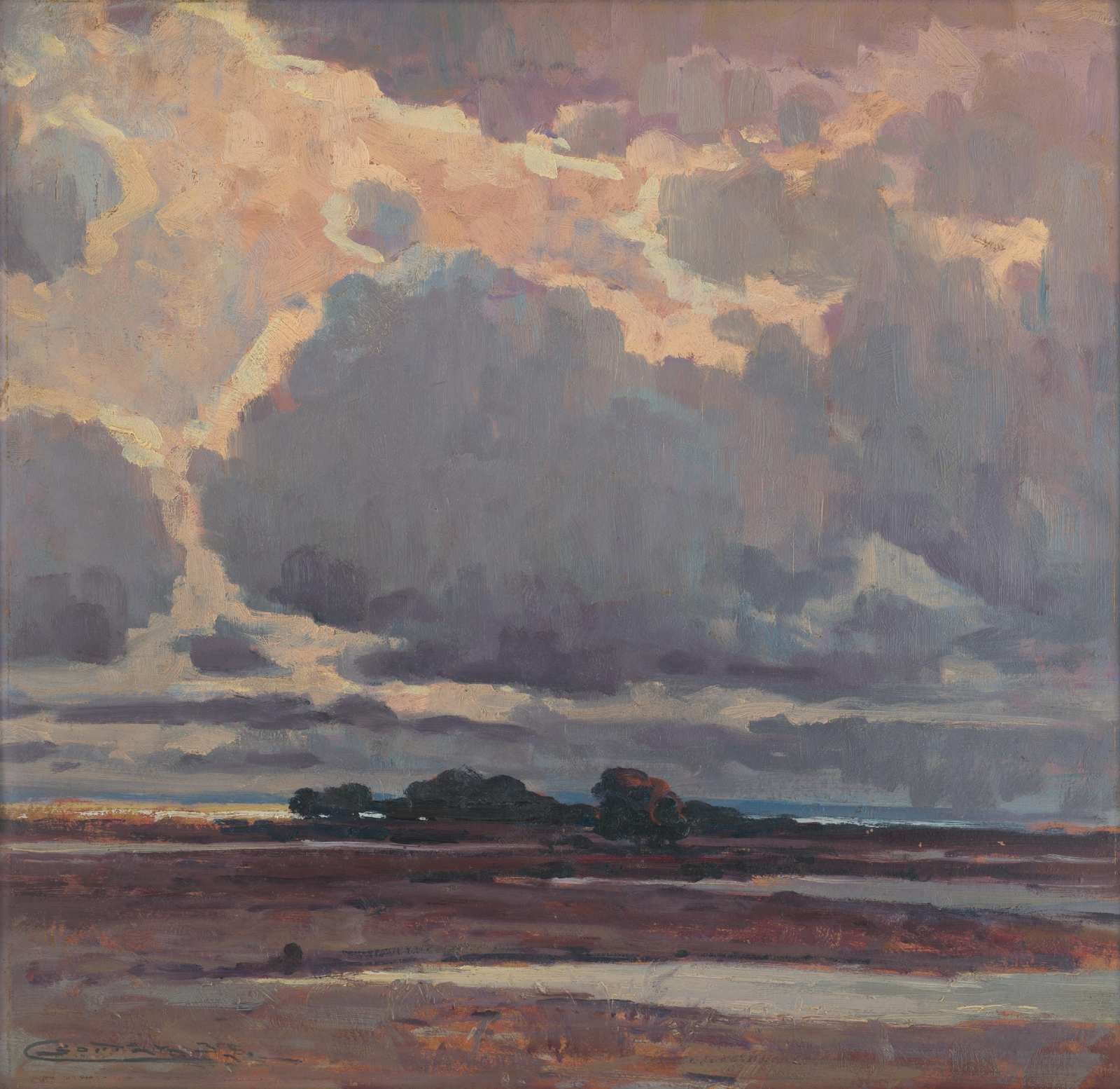 Dramatic Sky Landscape Oil Painting Wall Art