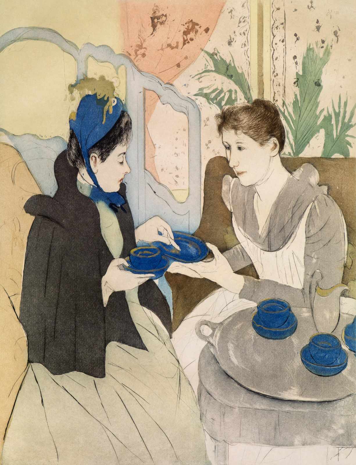 Elegant Tea Time Woman Art Wall Art