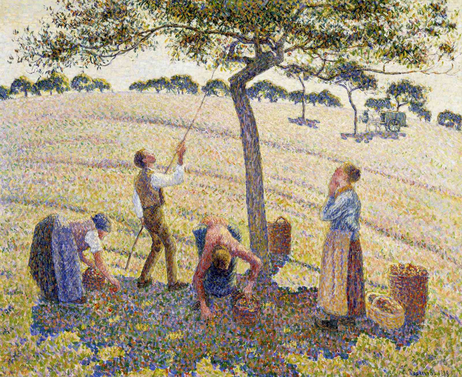 Pointillist Harvest Field Wall Art