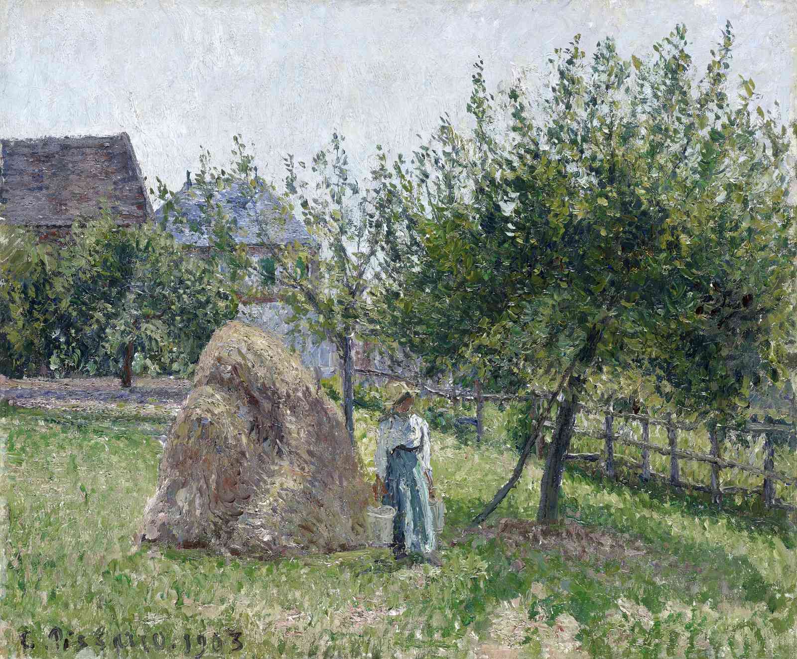 Impressionist Farm Scene Haystack Wall Art
