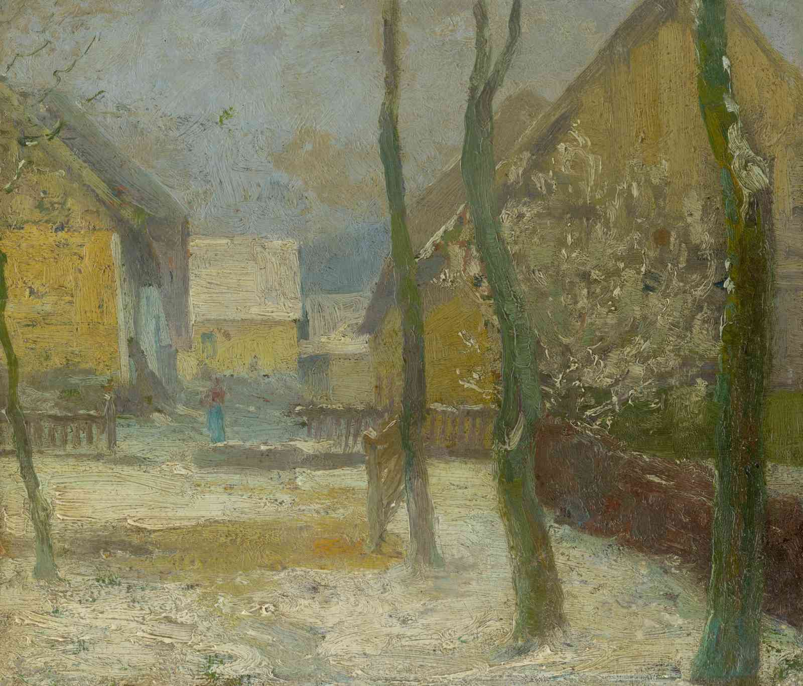 Winter Village Impressionism Wall Art