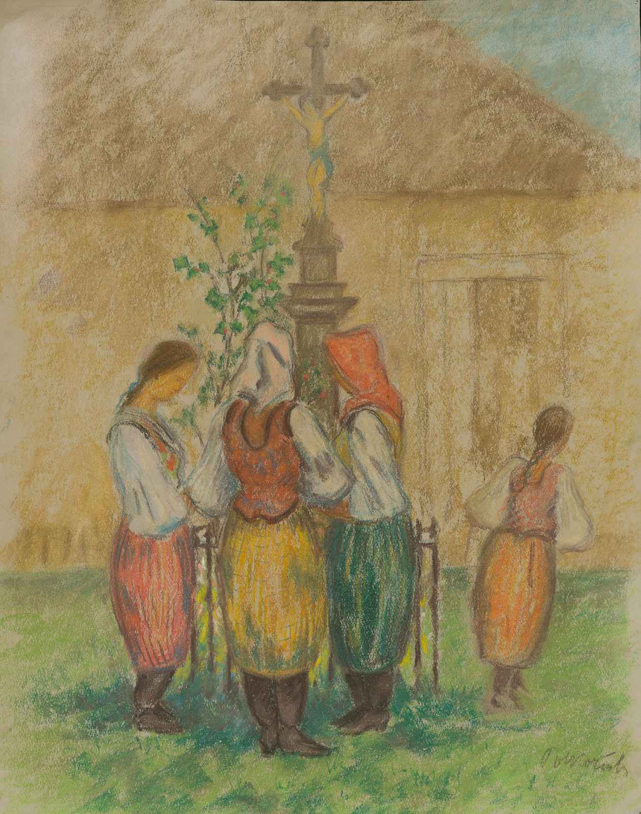 Folklore Village Scene Wall Art