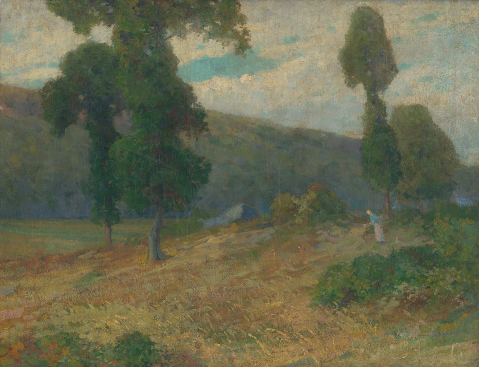 Serene Landscape with Figure Wall Art