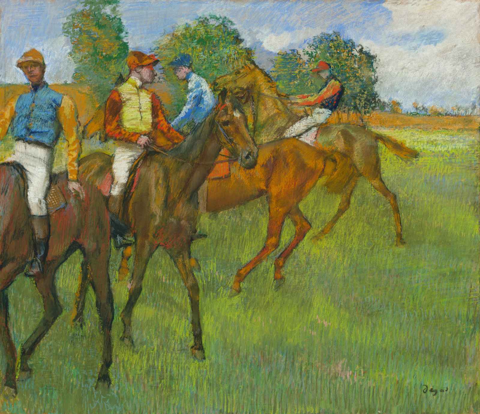 Jockeys and Horses Pastel Art Wall Art