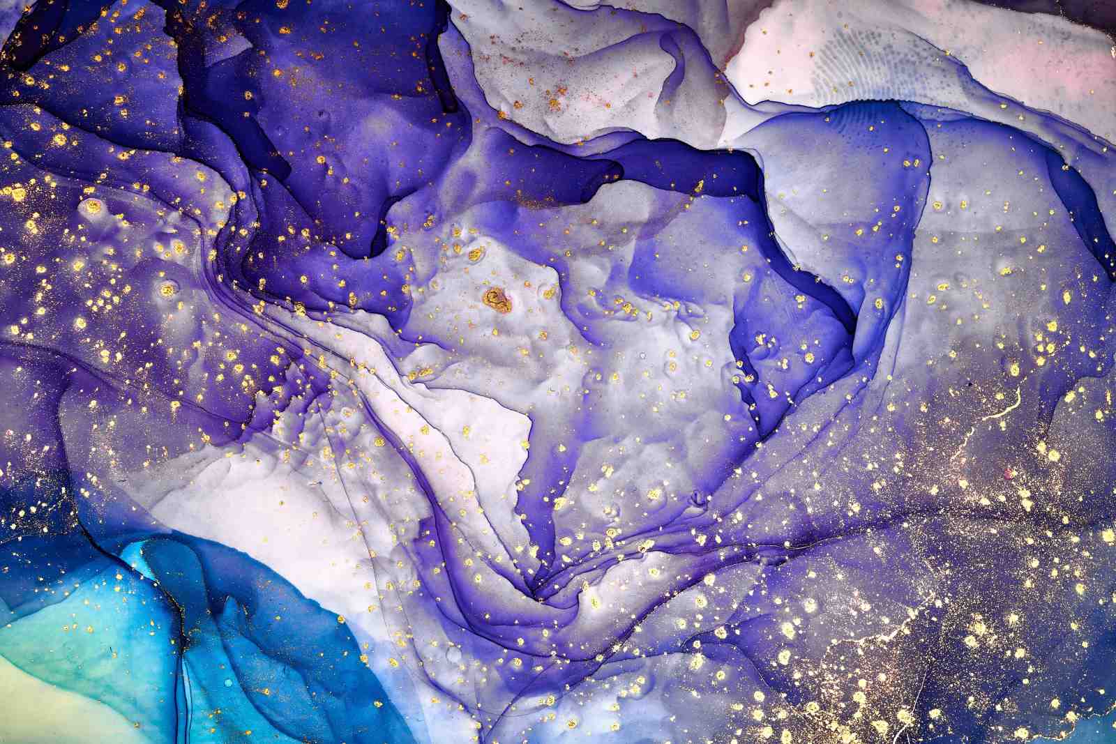 Abstract Purple & Gold Fluid Art Wall Art