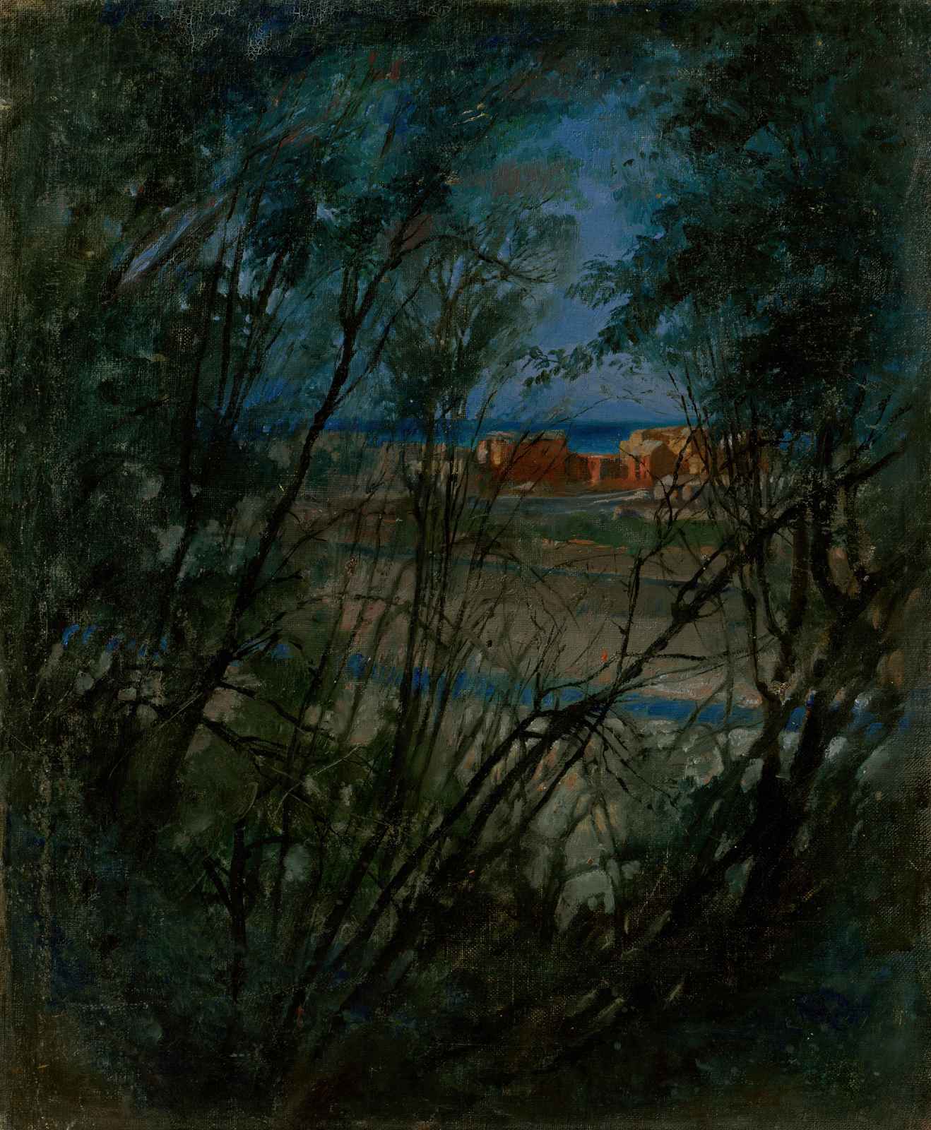 Dark Forest Landscape Coastal Ruins Wall Art