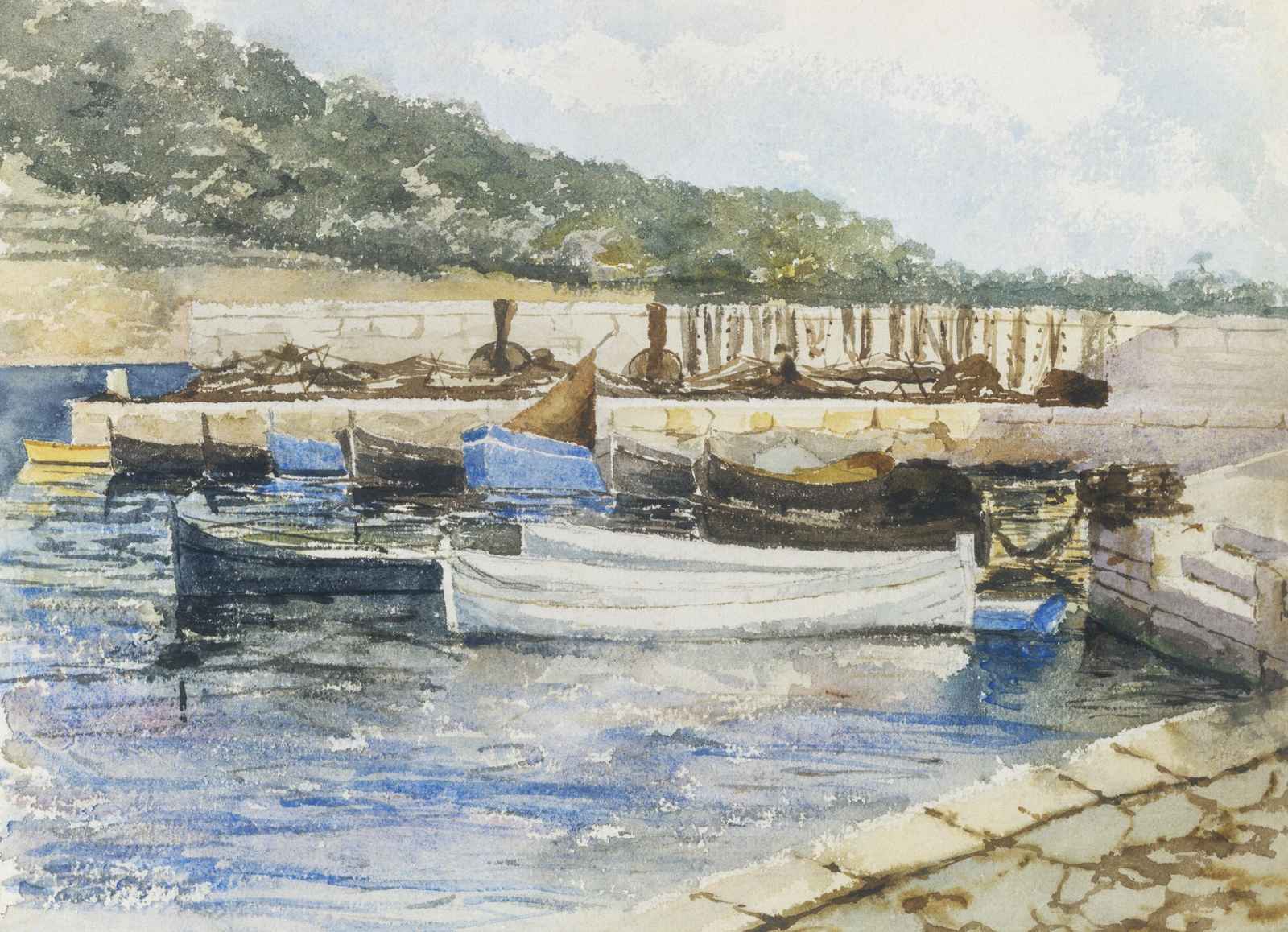 Seaside Boats Harbor Landscape Wall Art