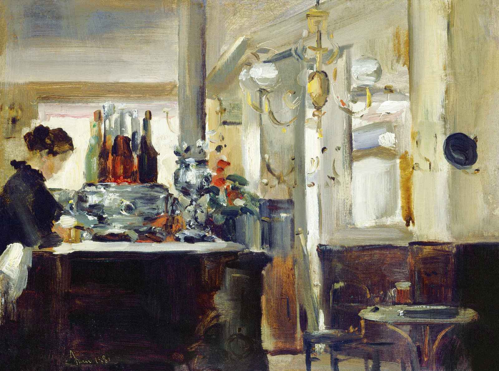 Vintage Cafe Scene Impressionist Wall Art