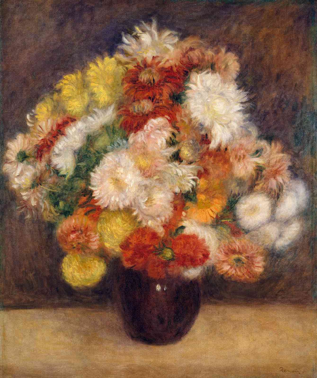 Vibrant Chrysanthemum Bouquet Impressionist Wall Art