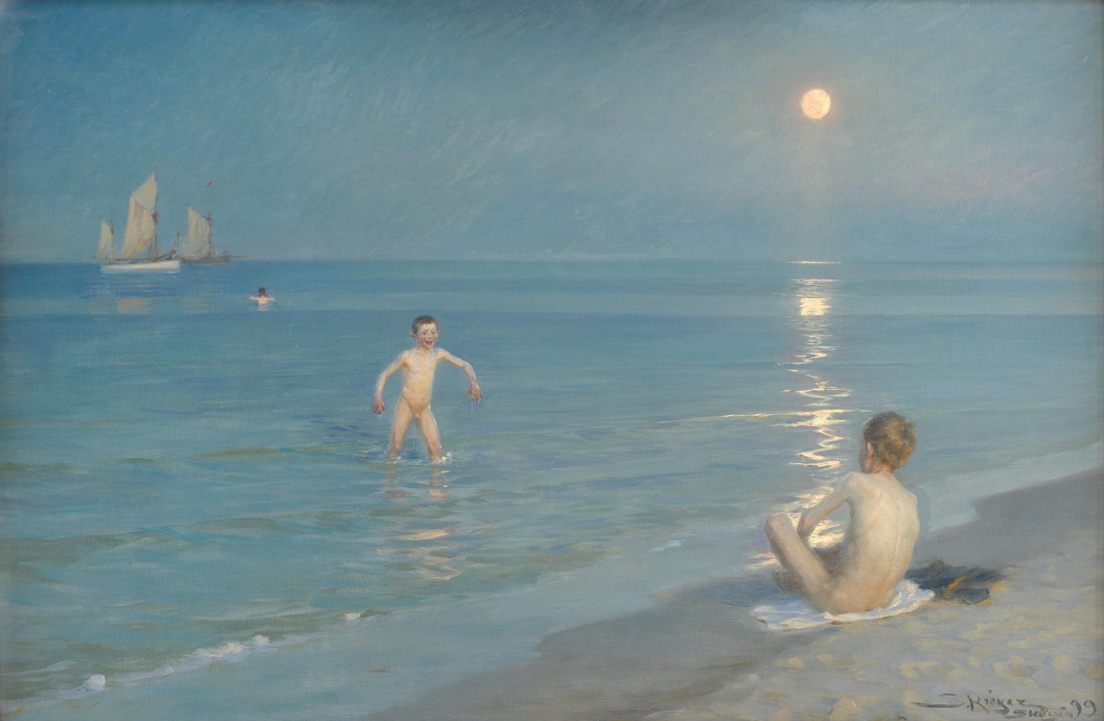 Moonlit Childhood Beach Boys Wall Art