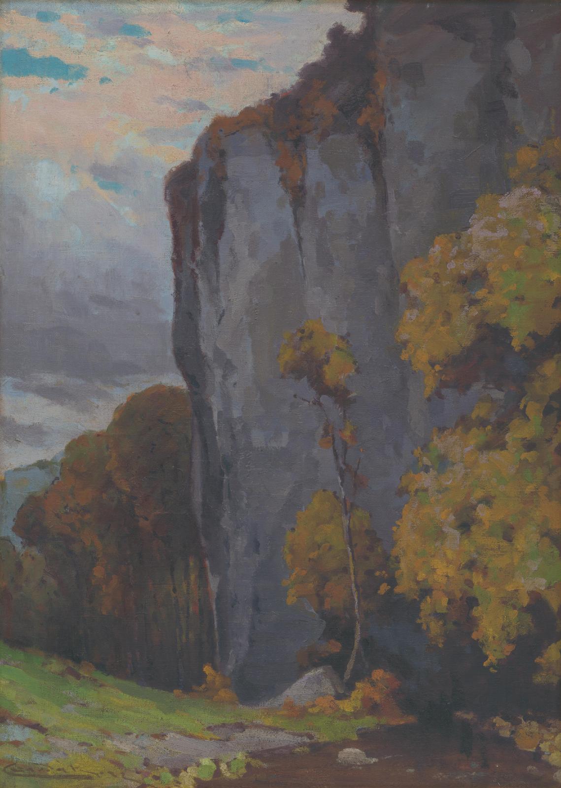 Majestic Cliffside Autumn Landscape Wall Art