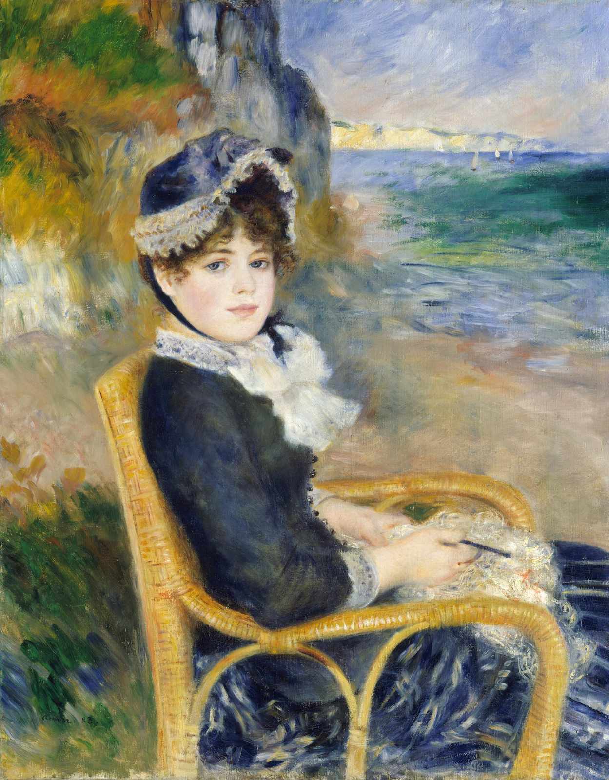 Renoir's Serene Woman by the Sea Wall Art