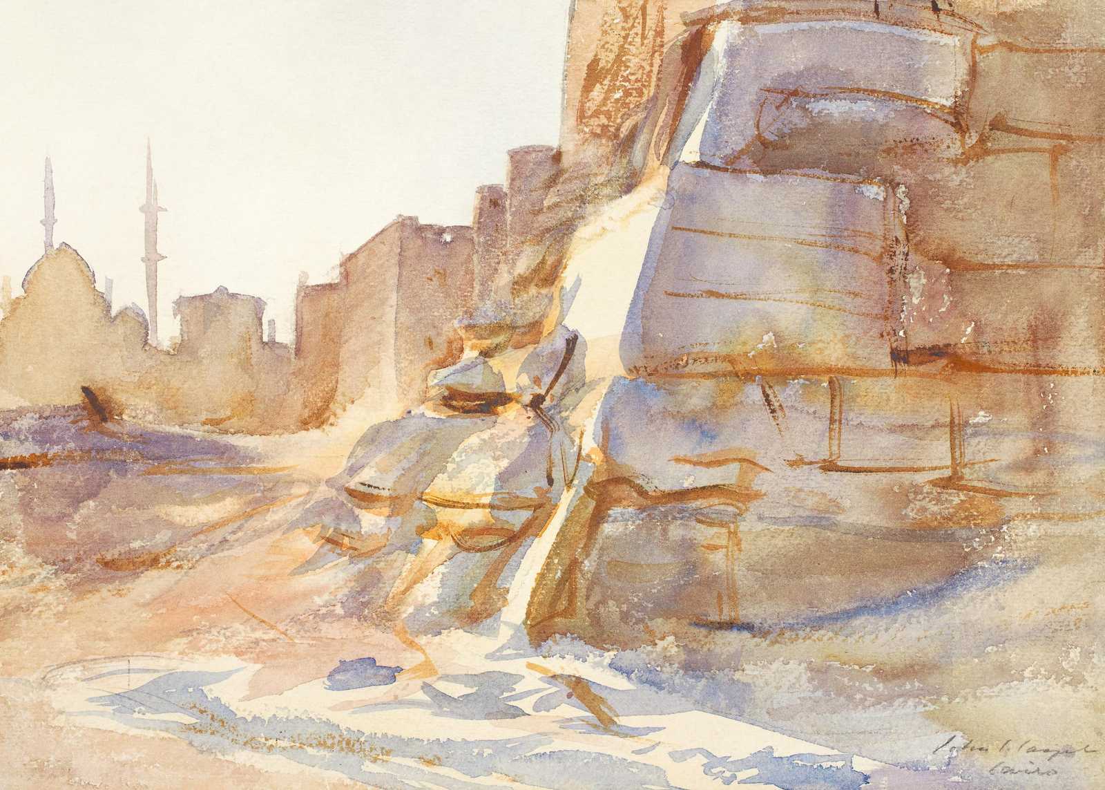 Desert Cityscape Watercolor Wall Art
