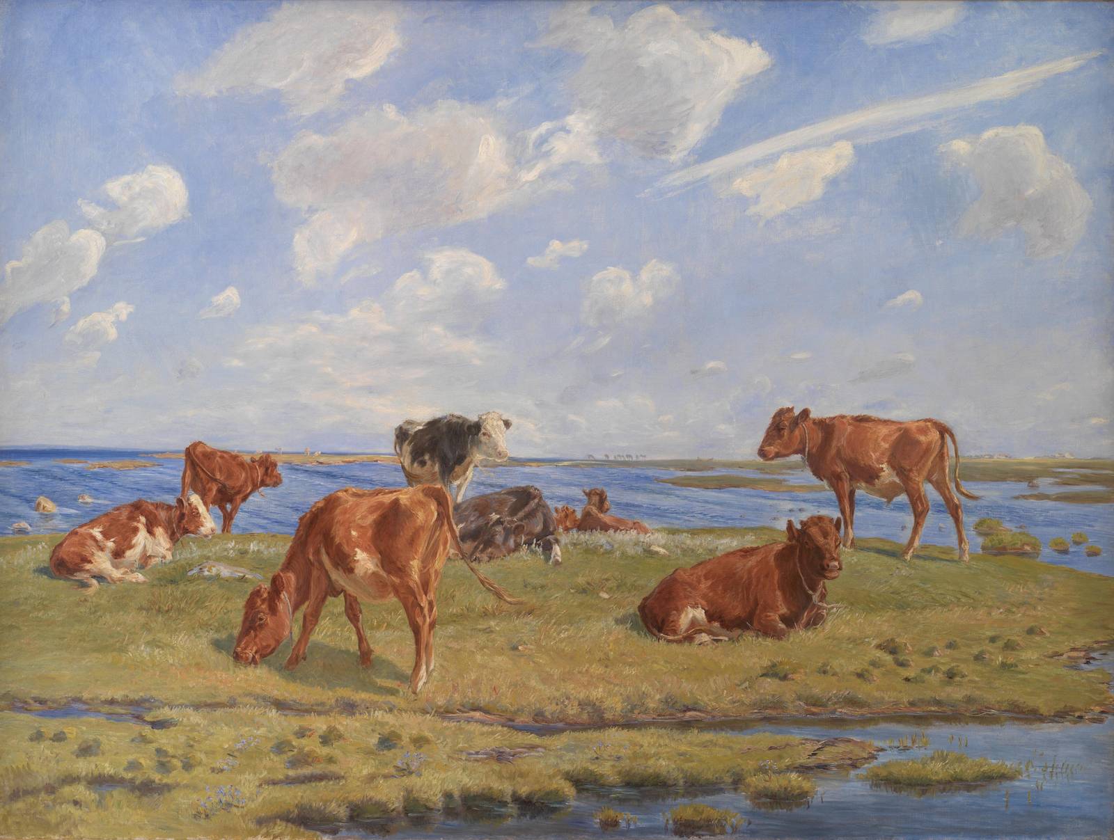 Serene Cows by the Water Wall Art