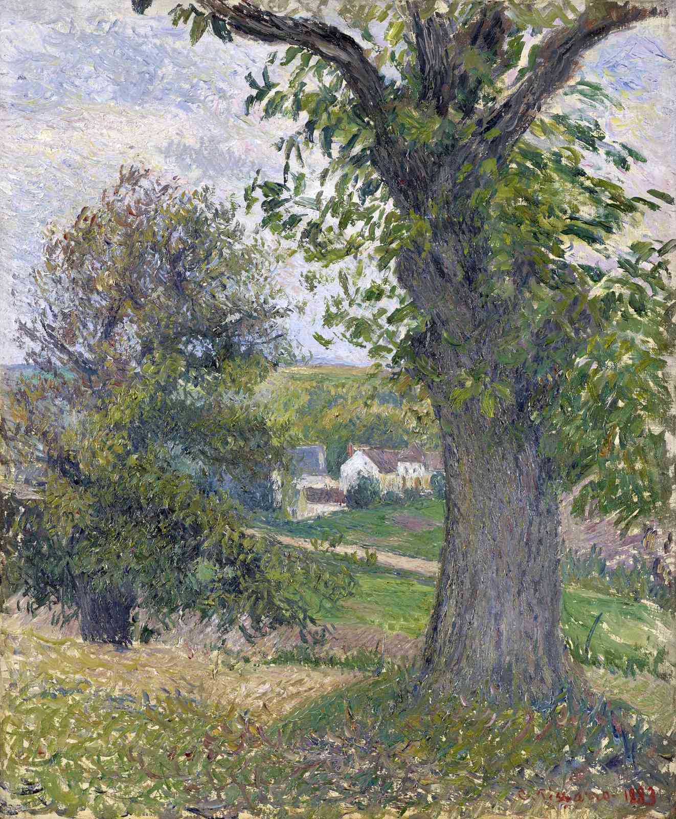 Serene Landscape Tree & Village Wall Art