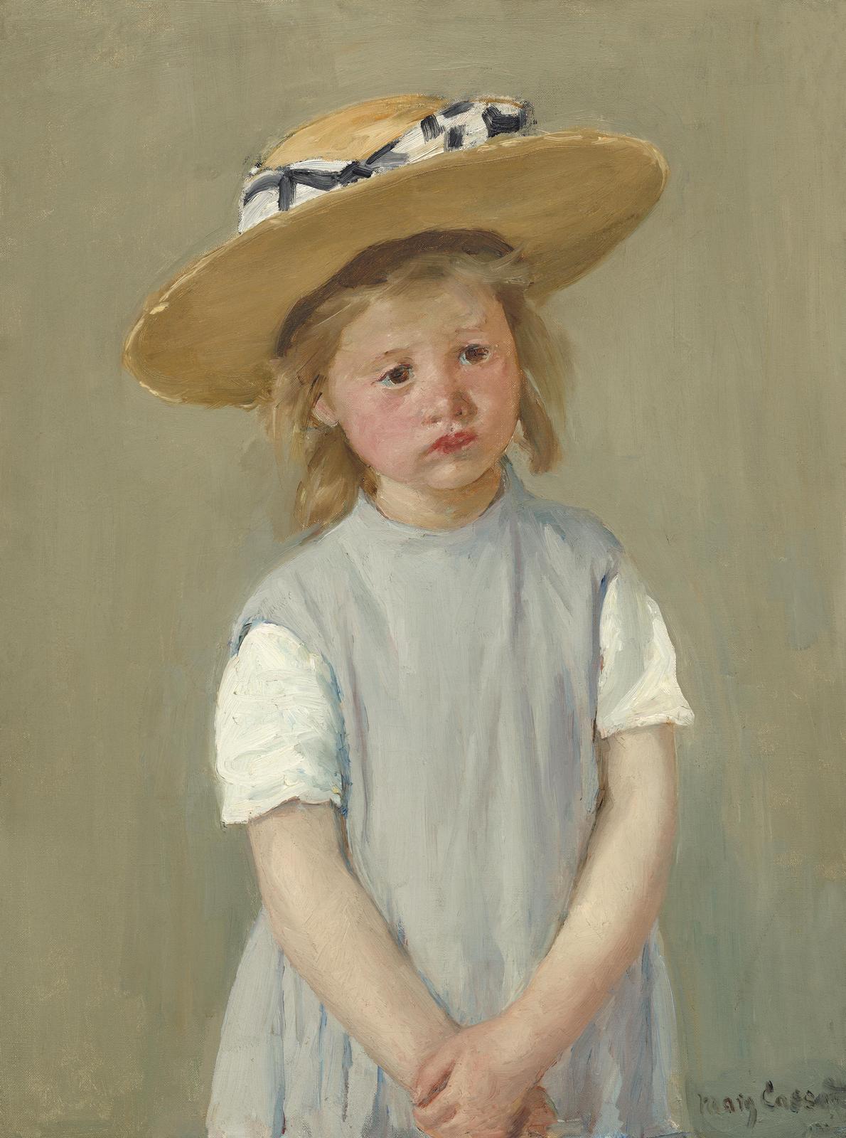 Girl with Straw Hat Vintage Portrait Wall Art