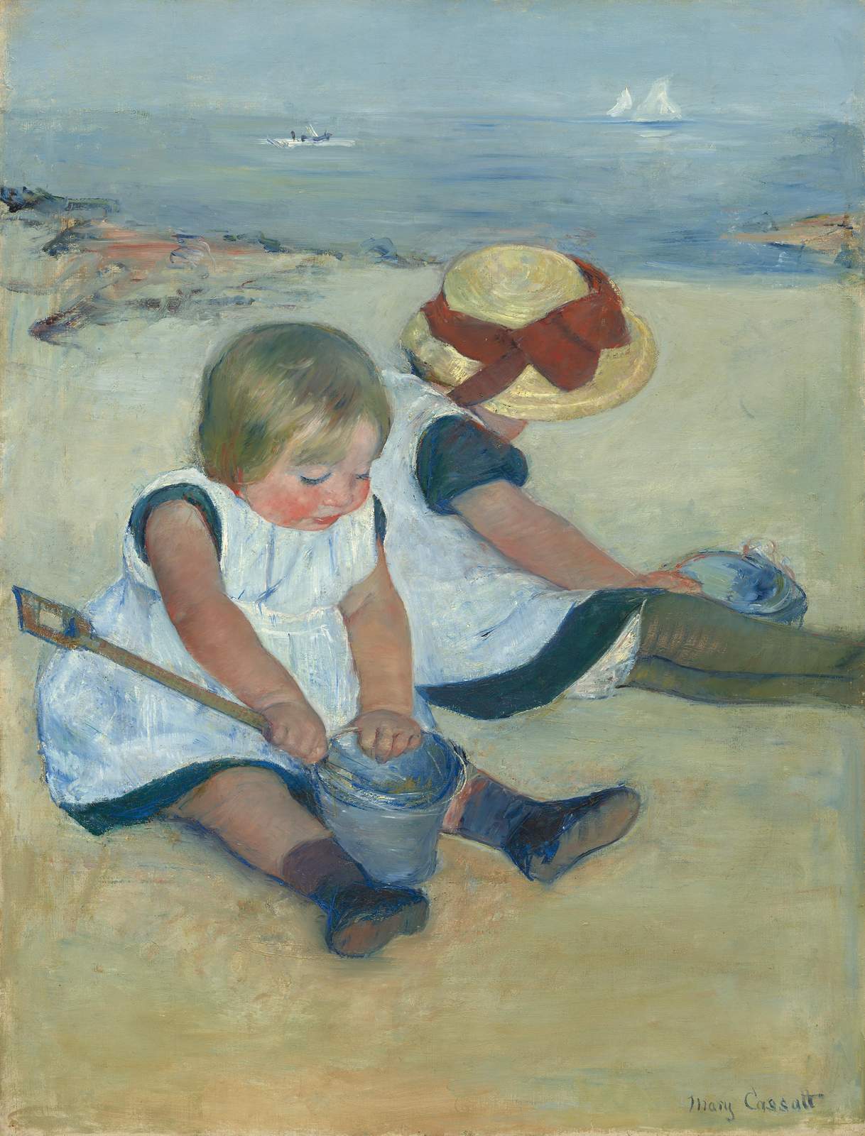 Children at the Beach Impressionist Wall Art