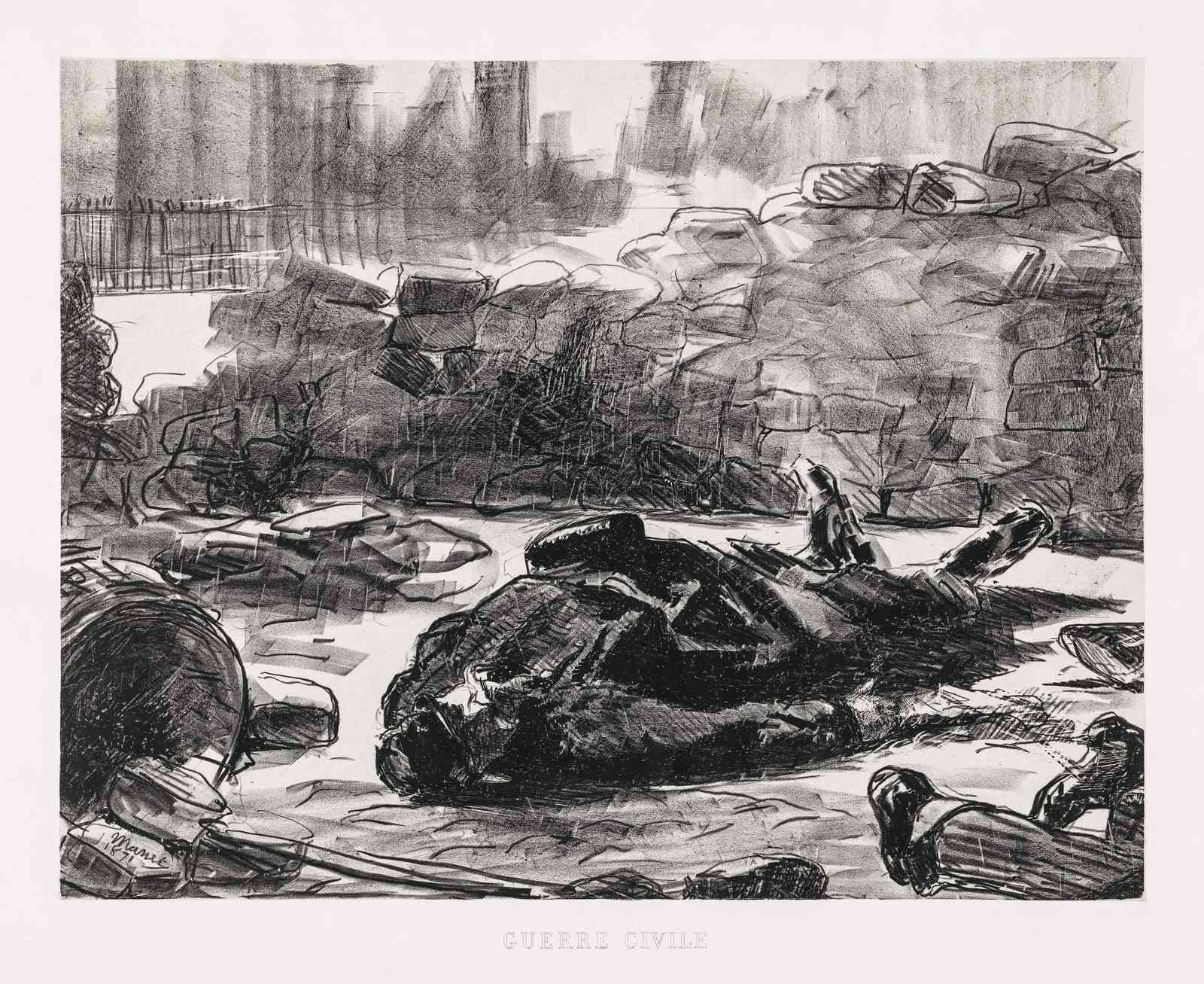 Guerre Civile Charcoal Sketch Wall Art