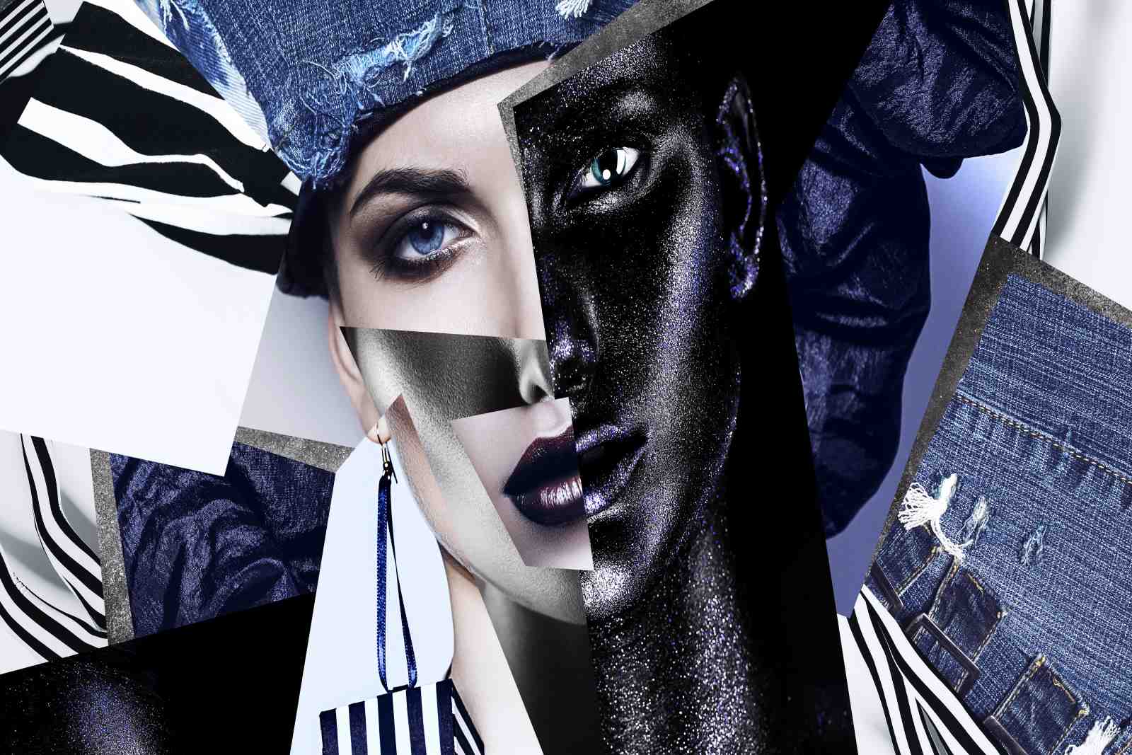 Avant-Garde Denim Collage Wall Art