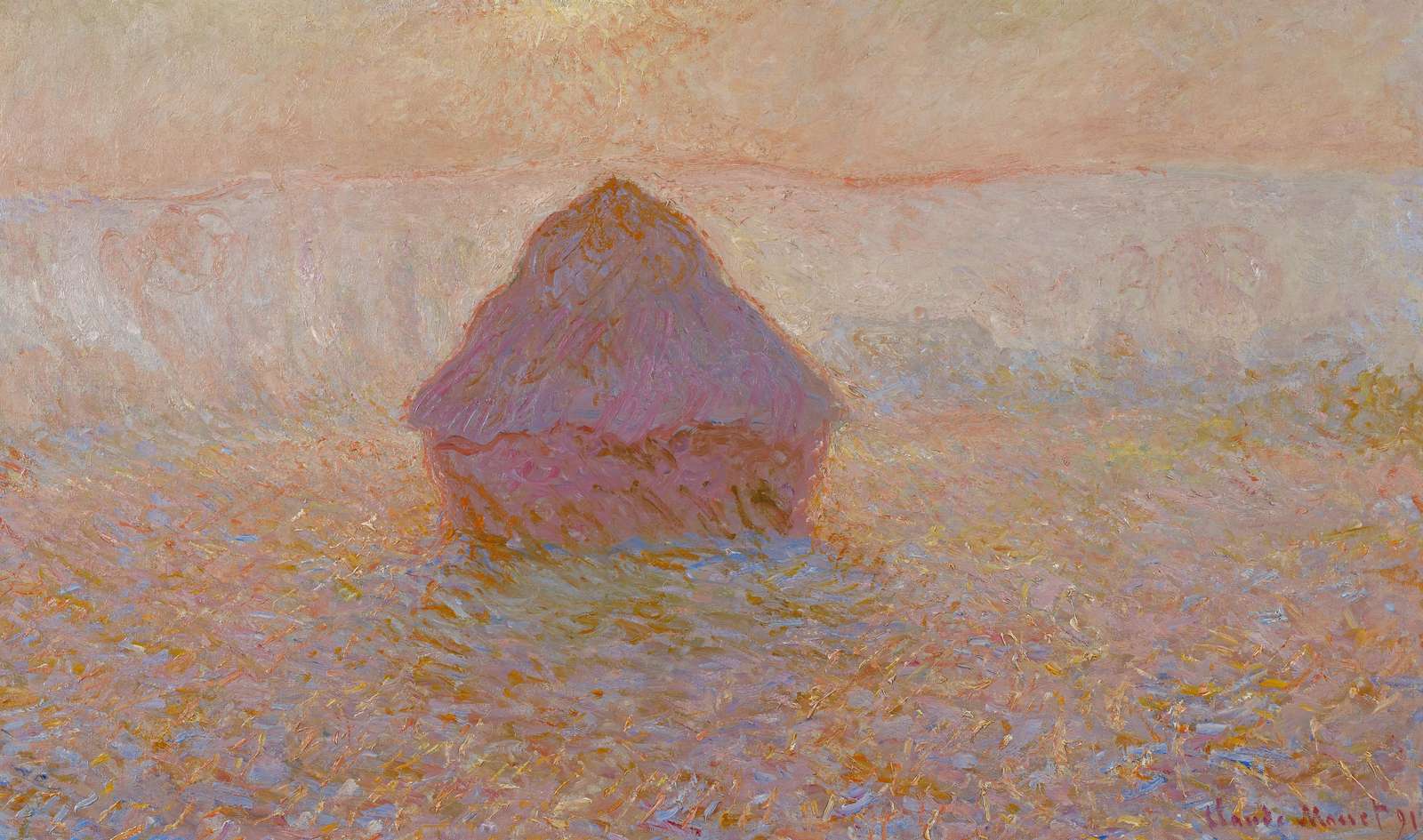 Haystack Impressionist Painting Wall Art