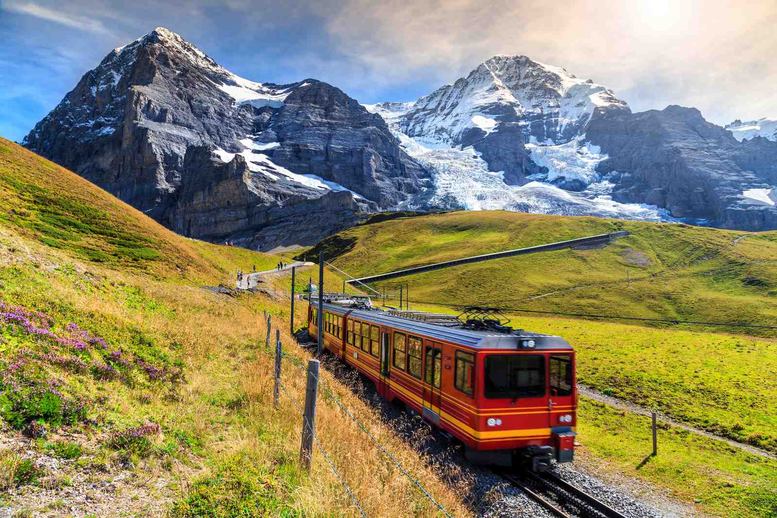 Swiss Alps Red Train Scenic Wall Art