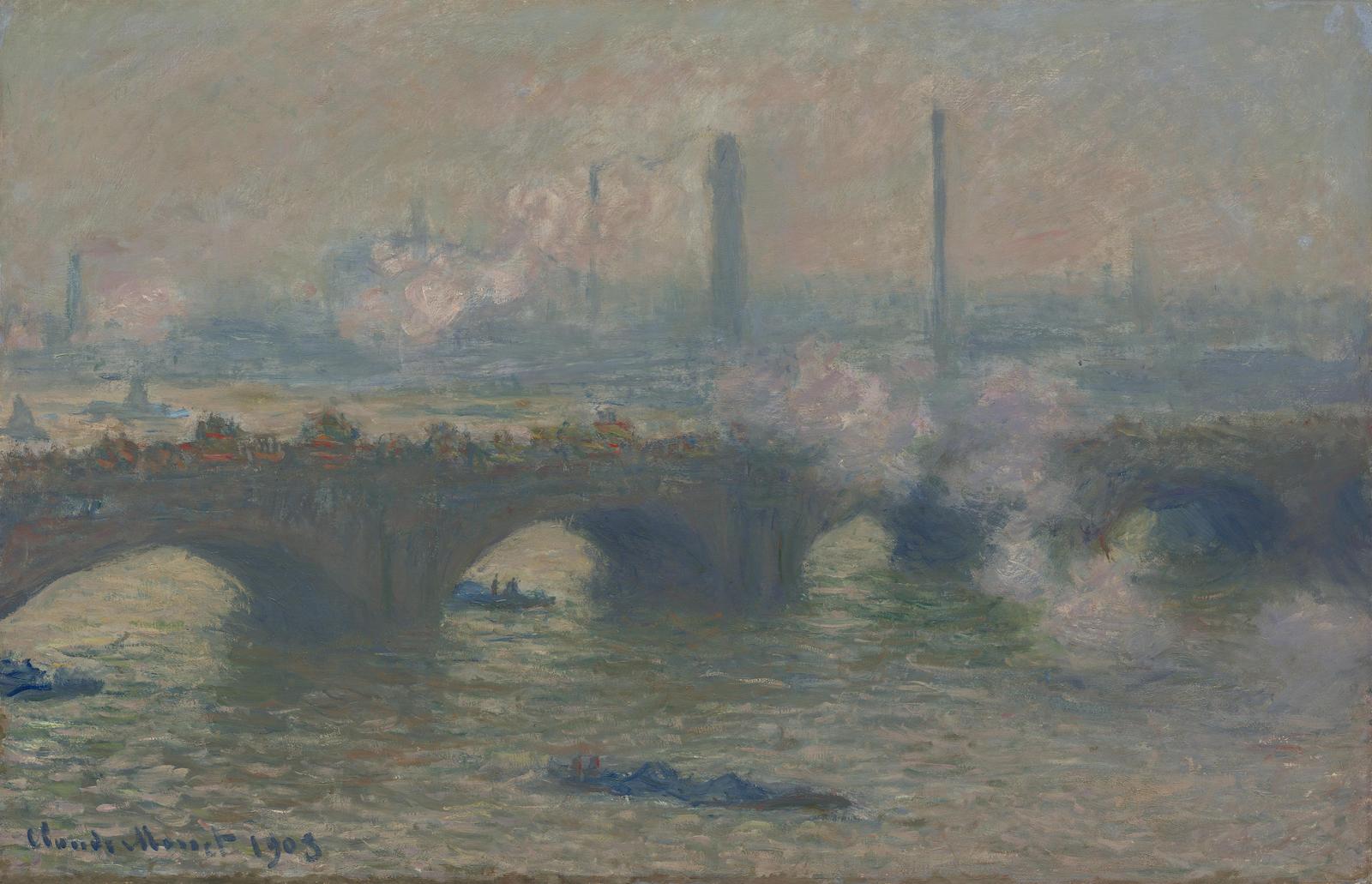 Impressionist London Bridge Foggy River Wall Art